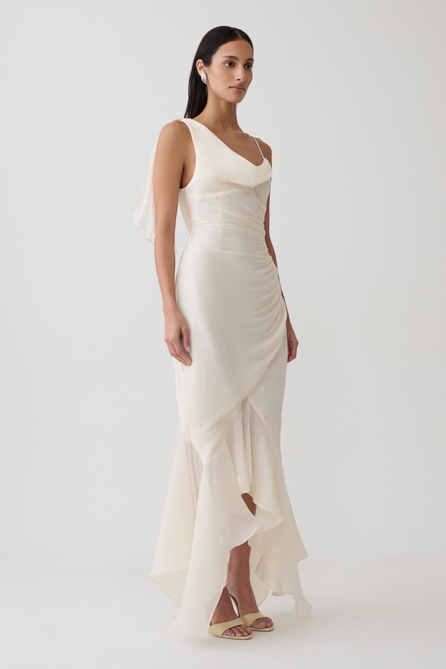 Edith Draped Maxi Dress - Ivory