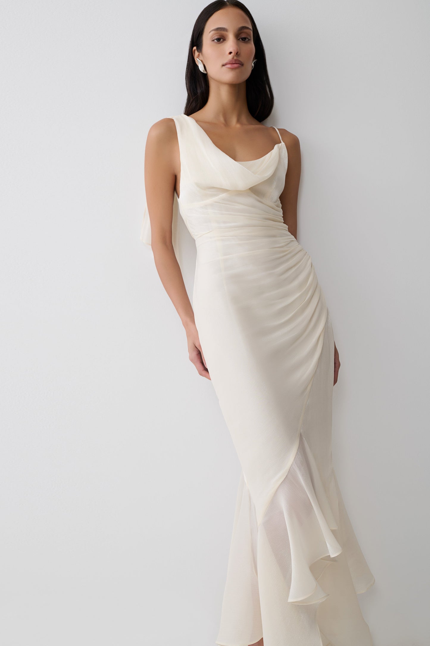 Edith Draped Maxi Dress - Ivory
