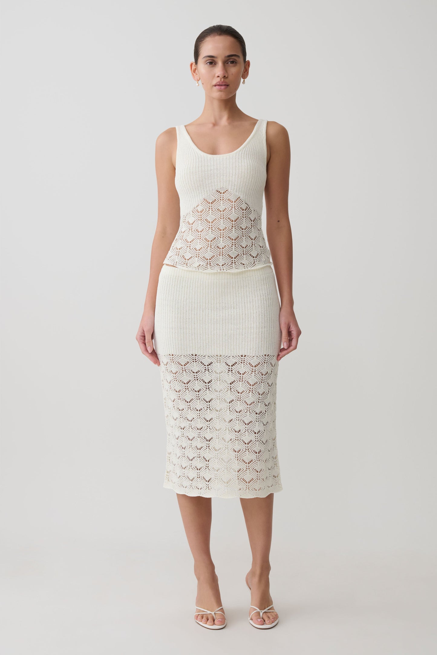 Atlantis Crochet Knit Top - White
