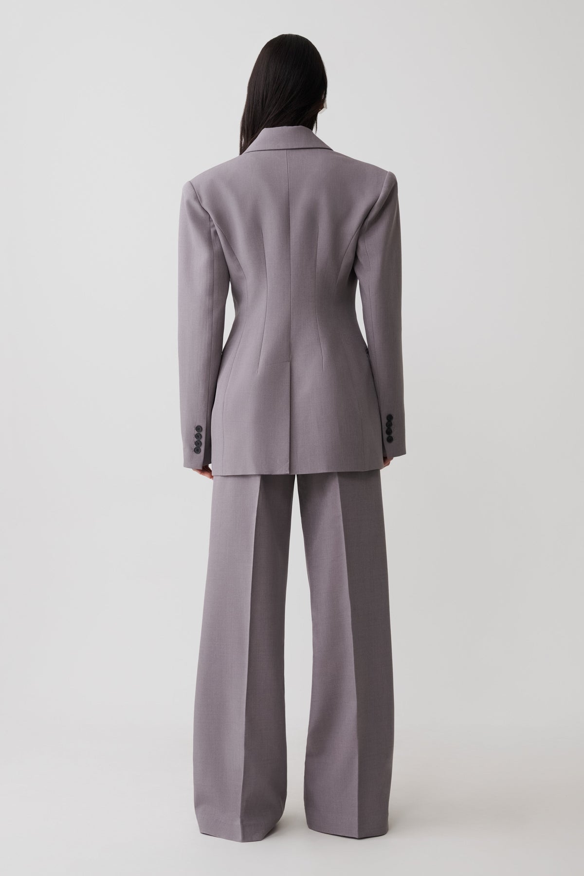 Phoebe Double Breasted Blazer - Light Grey Marle