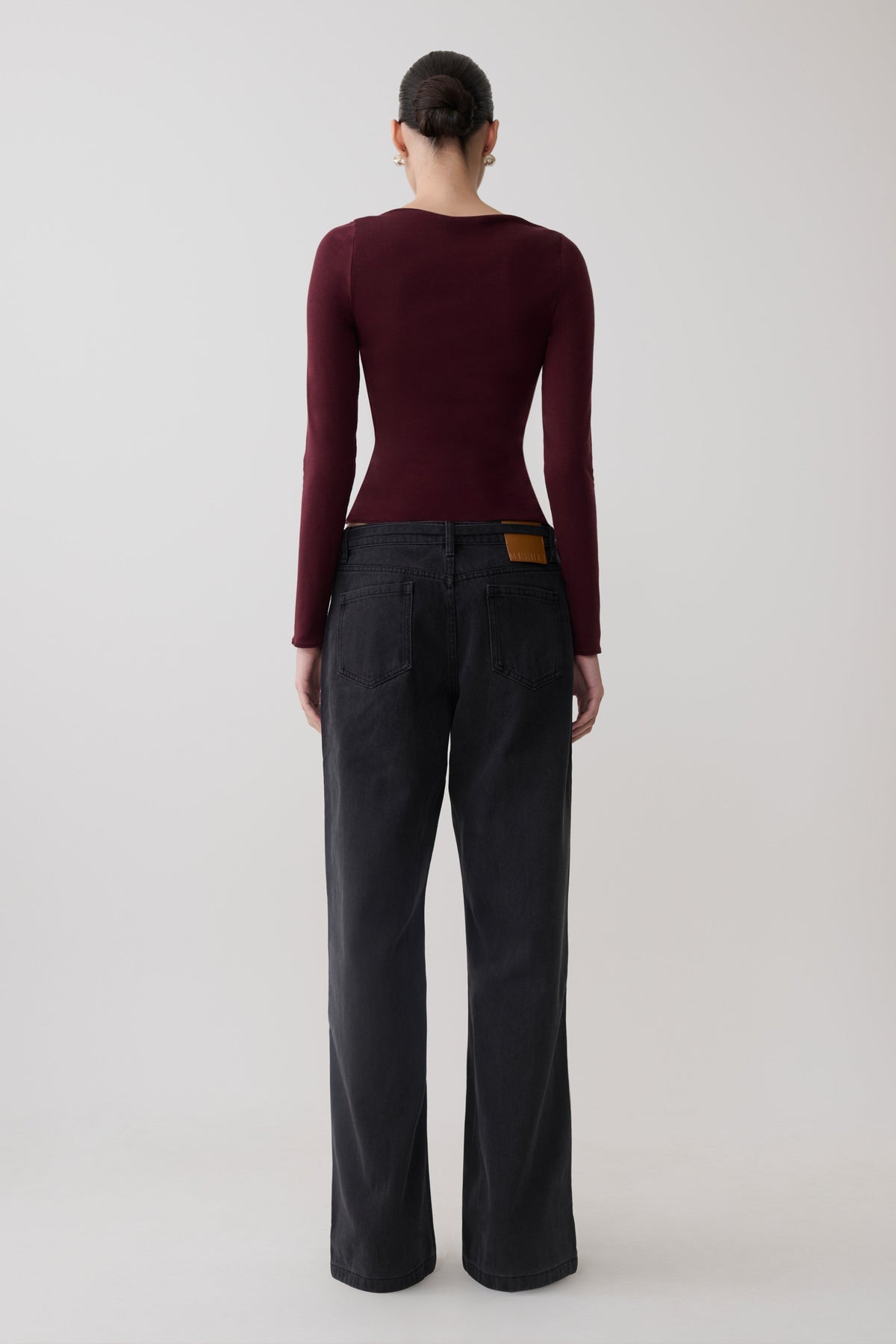 Coraline Long Sleeve Sheer Top - Burgundy