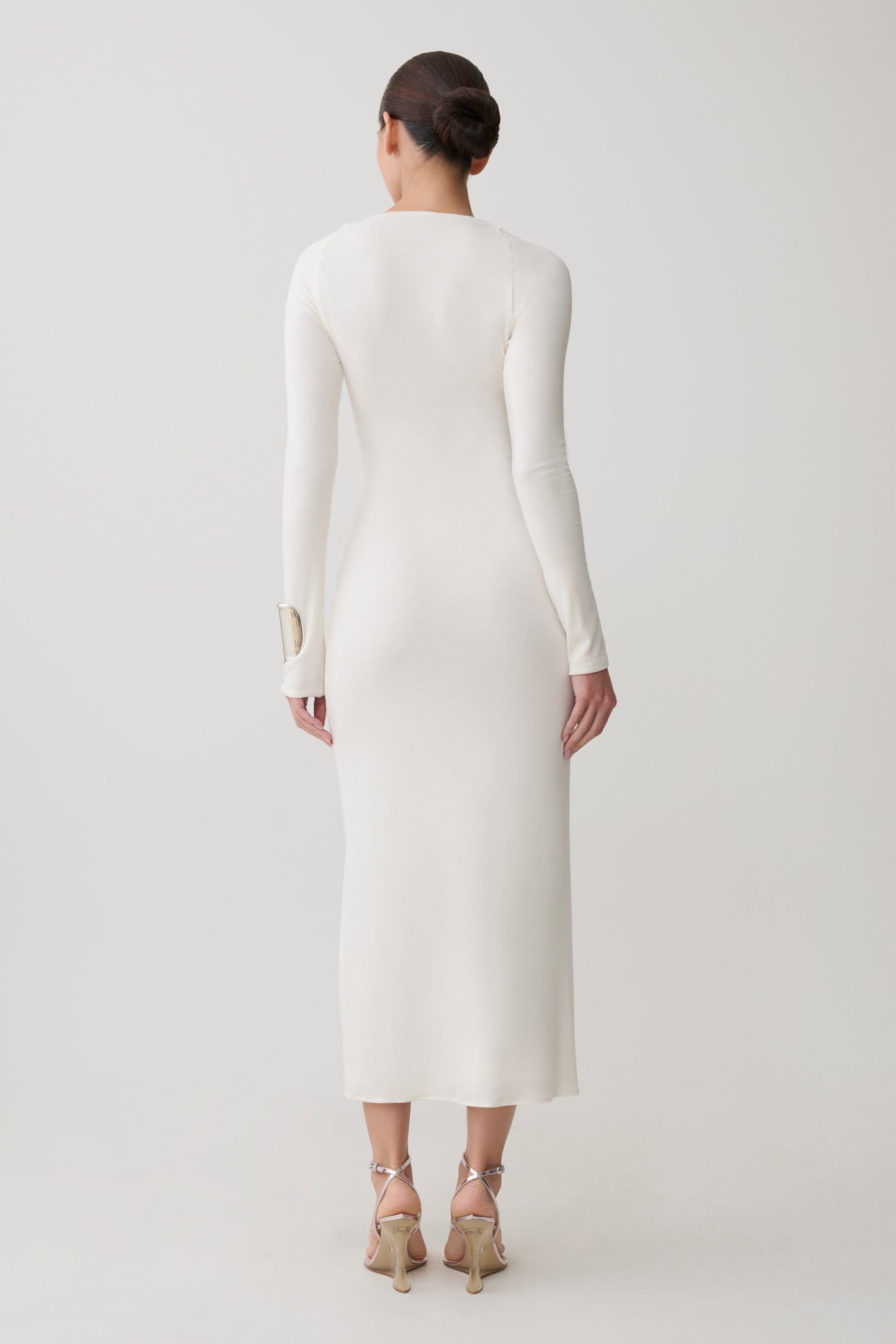 Freja Long Sleeve Wool Midi Dress - White