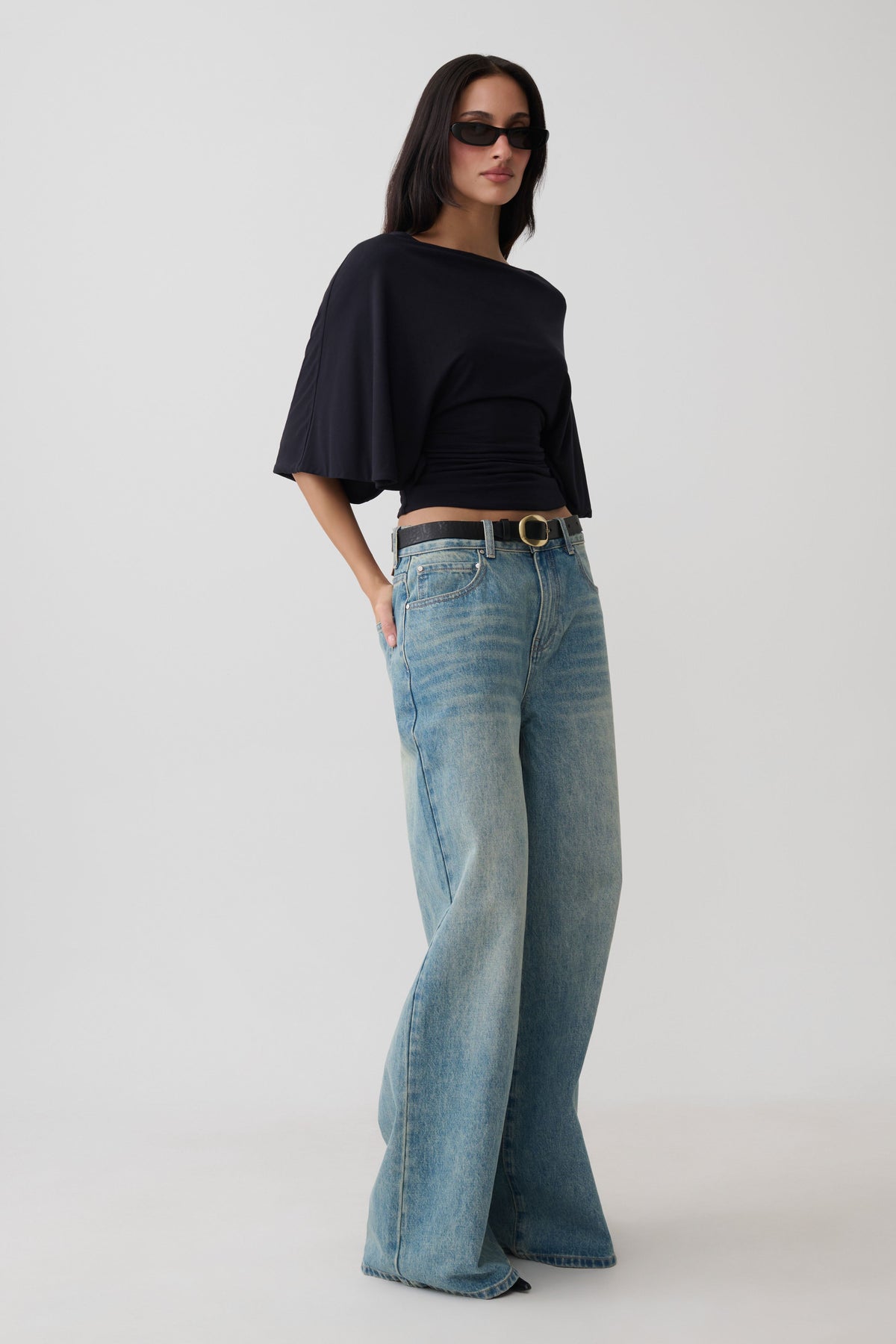 Sila Modal Batwing Short Sleeve Top - Black