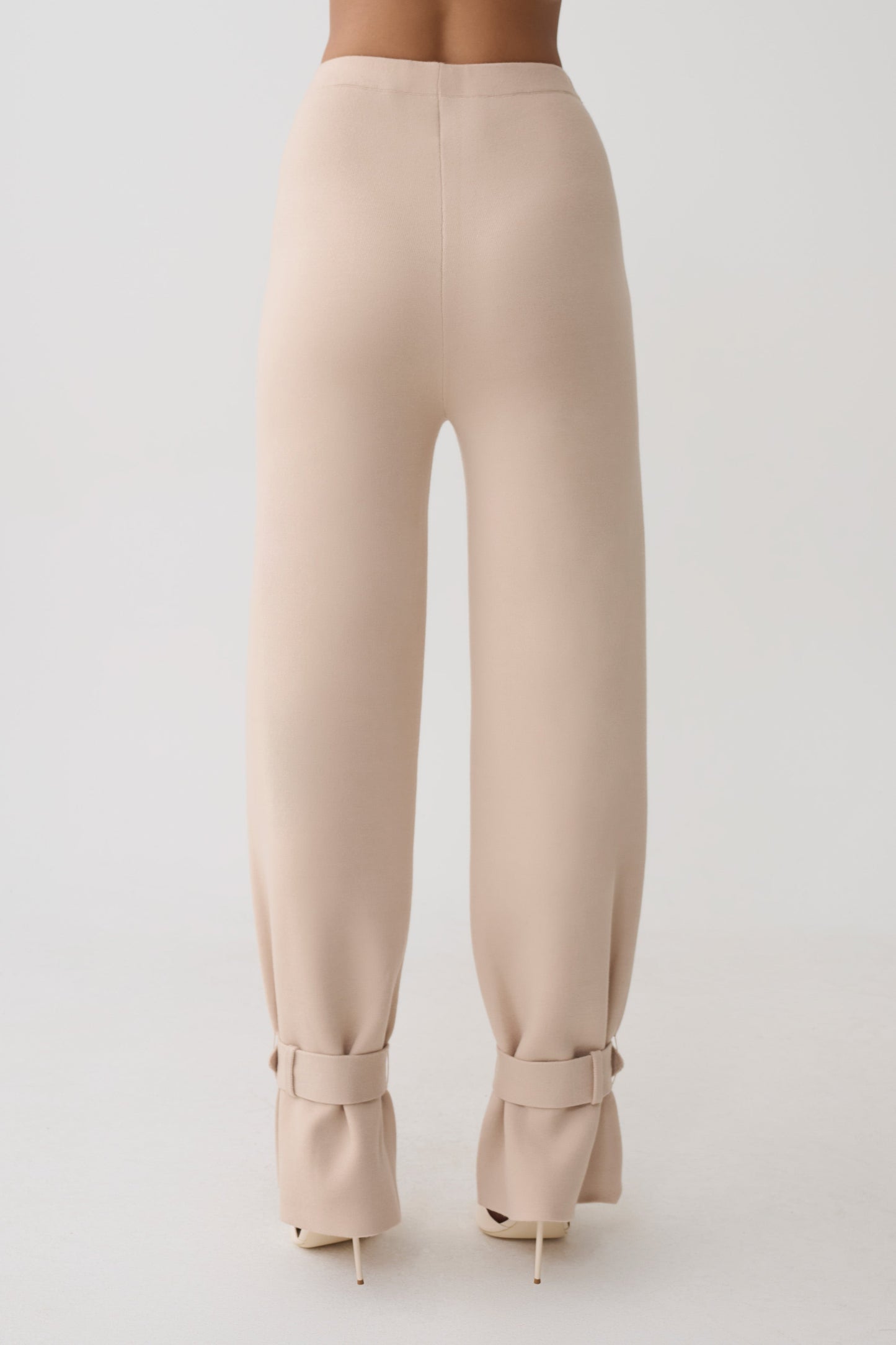 Blaine Knit Cuffed Wide Leg Pants - Oat Marle