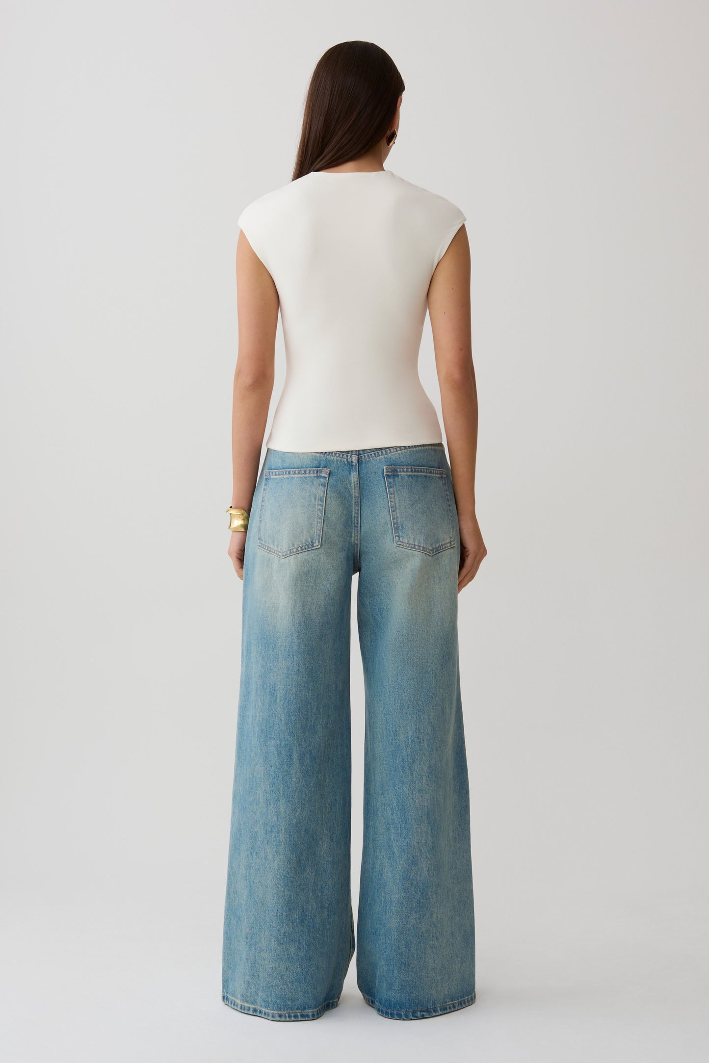 Chai Peached Jersey High Neck Top - Ivory