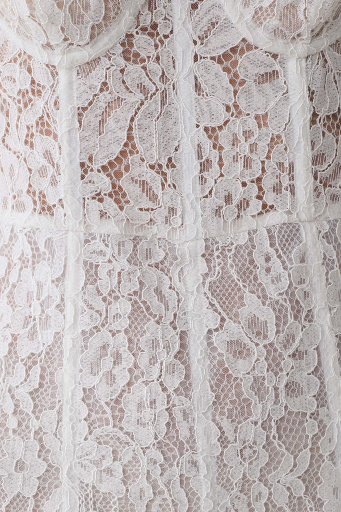 Ottilie Lace And Mesh Midi Dress - White