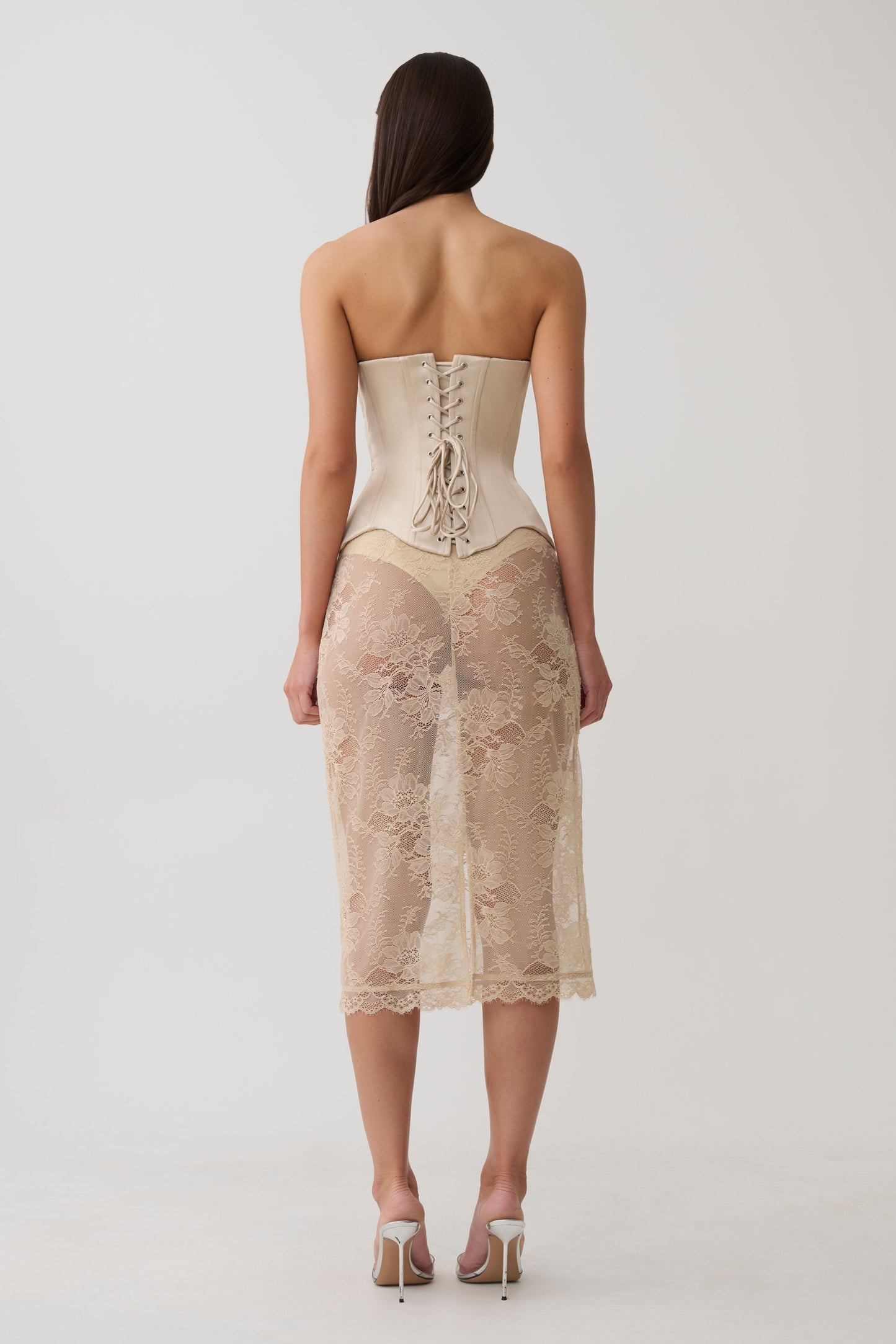 Nicolla Satin Strapless Corset - Blush Rose Gold