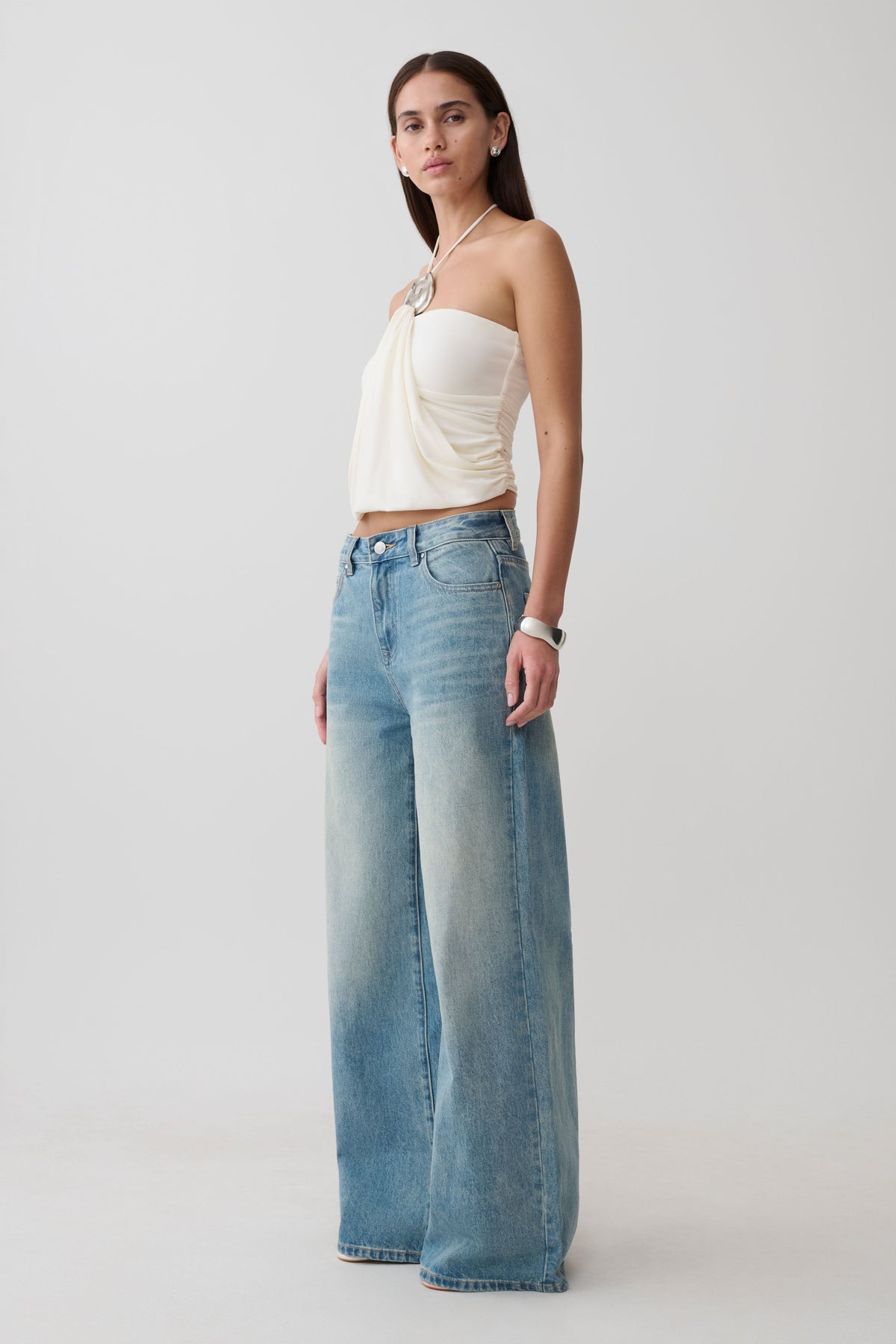 Sade Halter Top With Hardware - Ivory