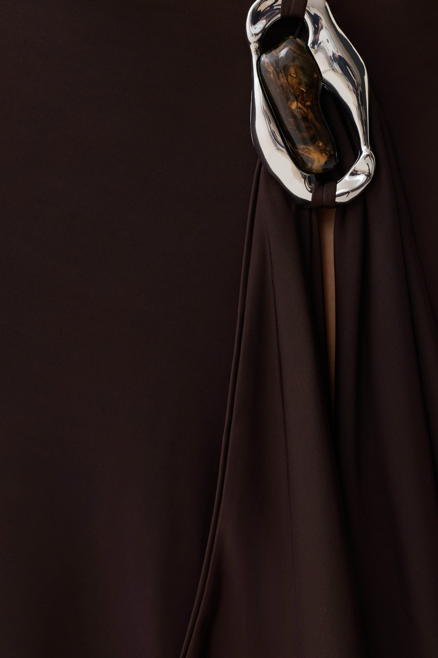Sault Hankie Midi Skirt with Hardware - Dark Chocolate