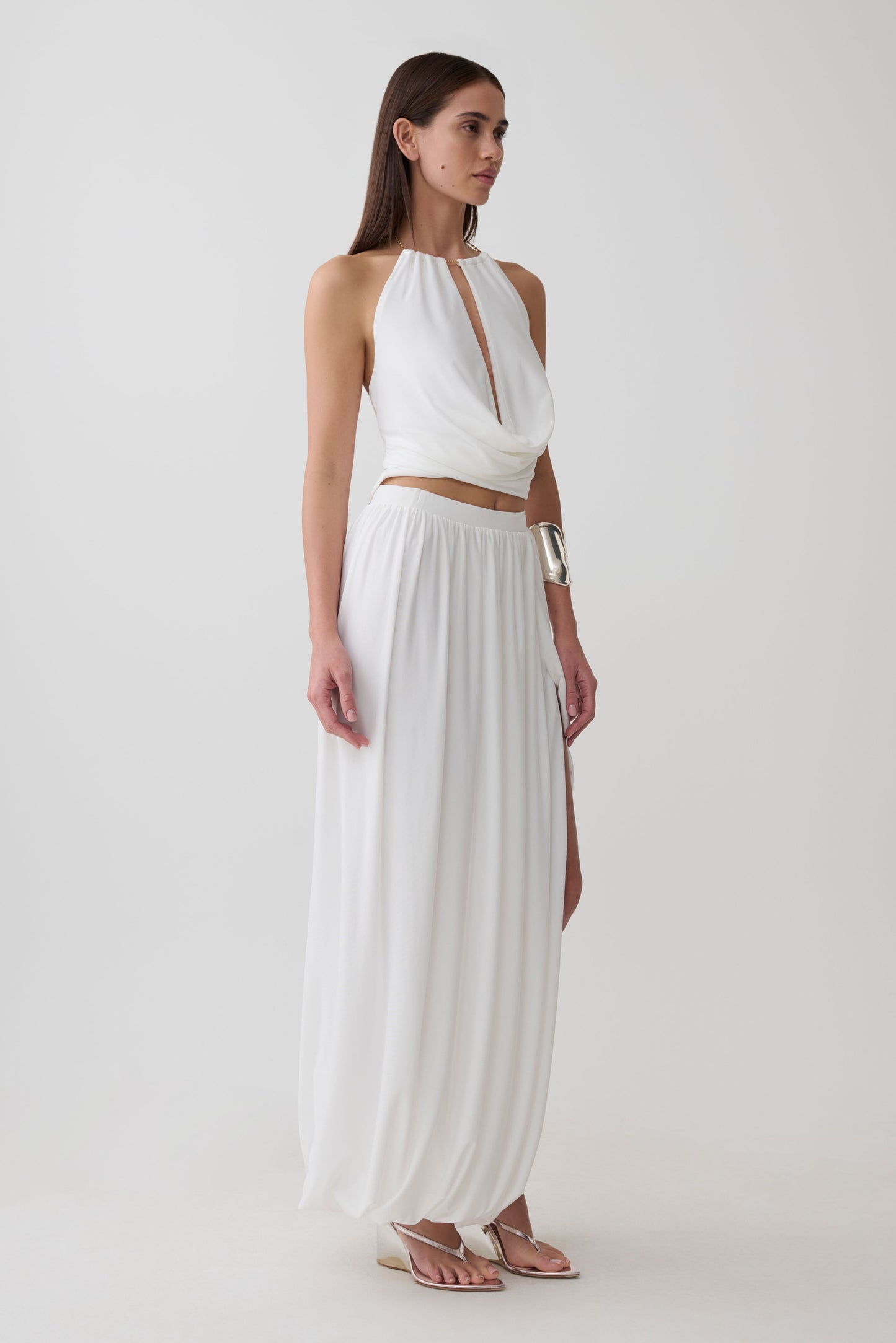 Banks Bubble Hem Midi Skirt - White