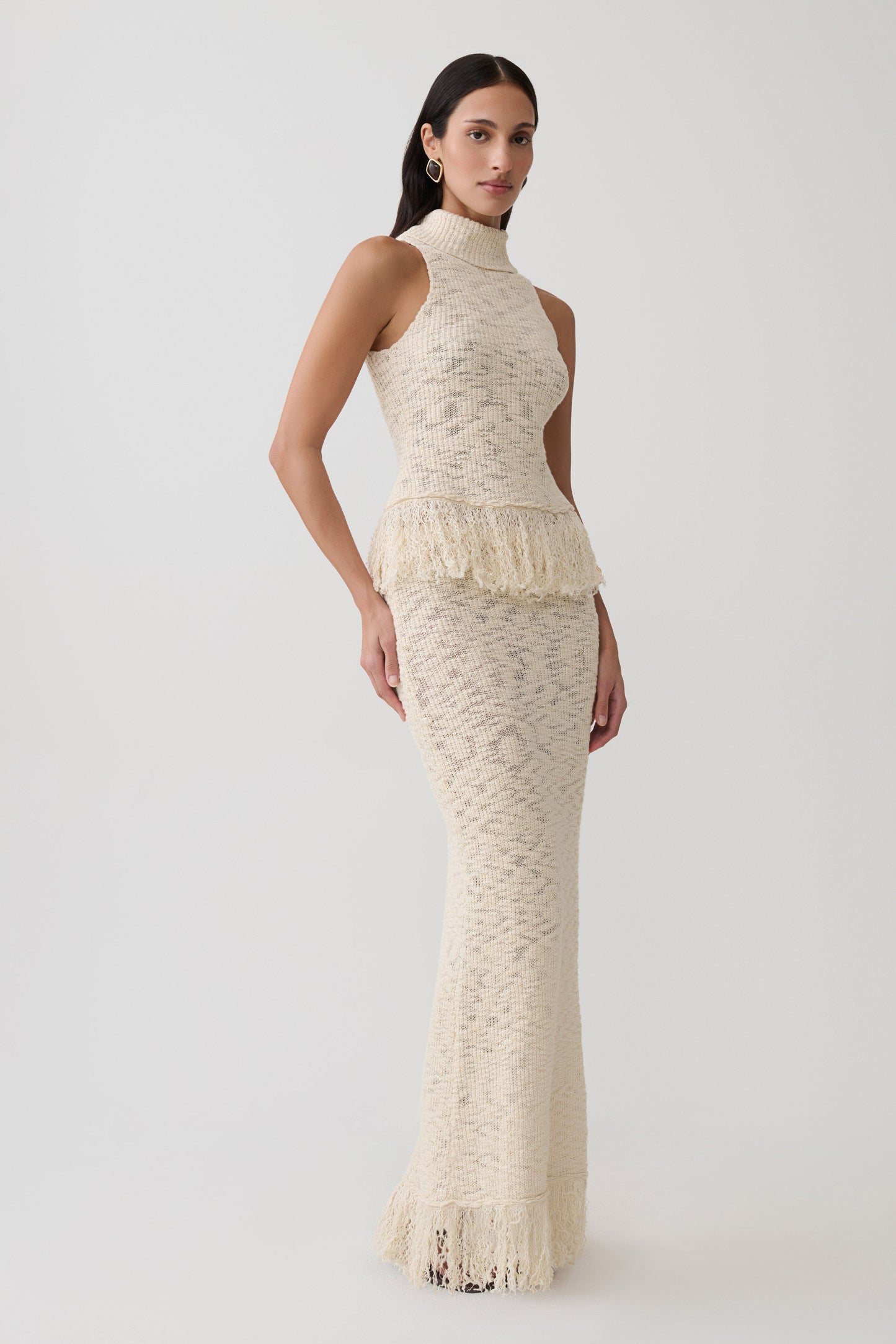Giovanni Fringe Knit Top - Cream