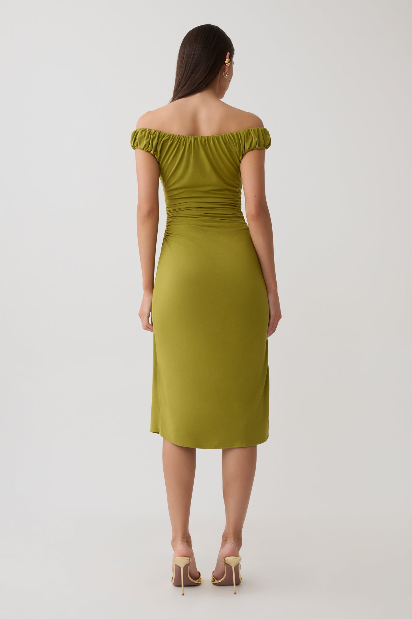 Alize Cupro Knee Length Dress - Martini Olive