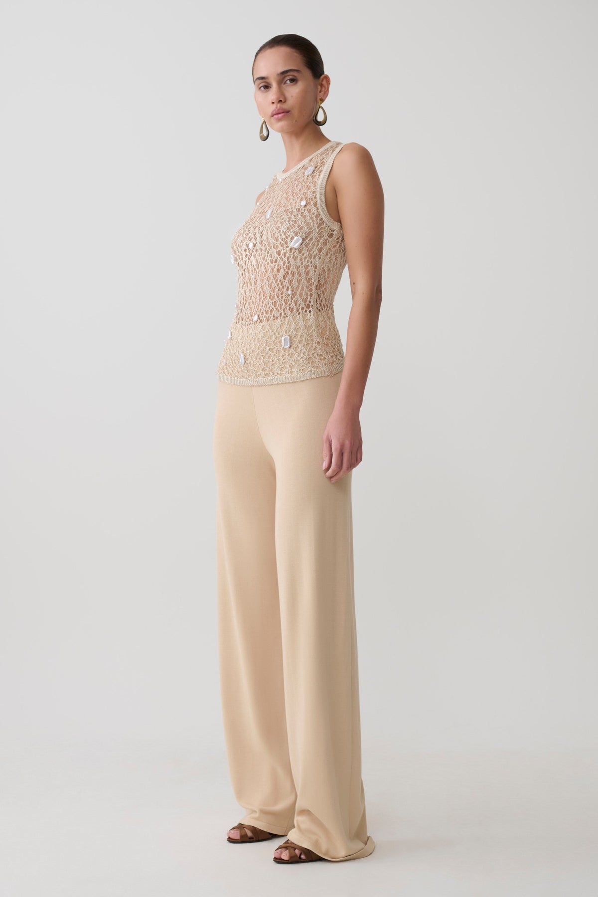 Eloise Pearl Beaded Top - Cream