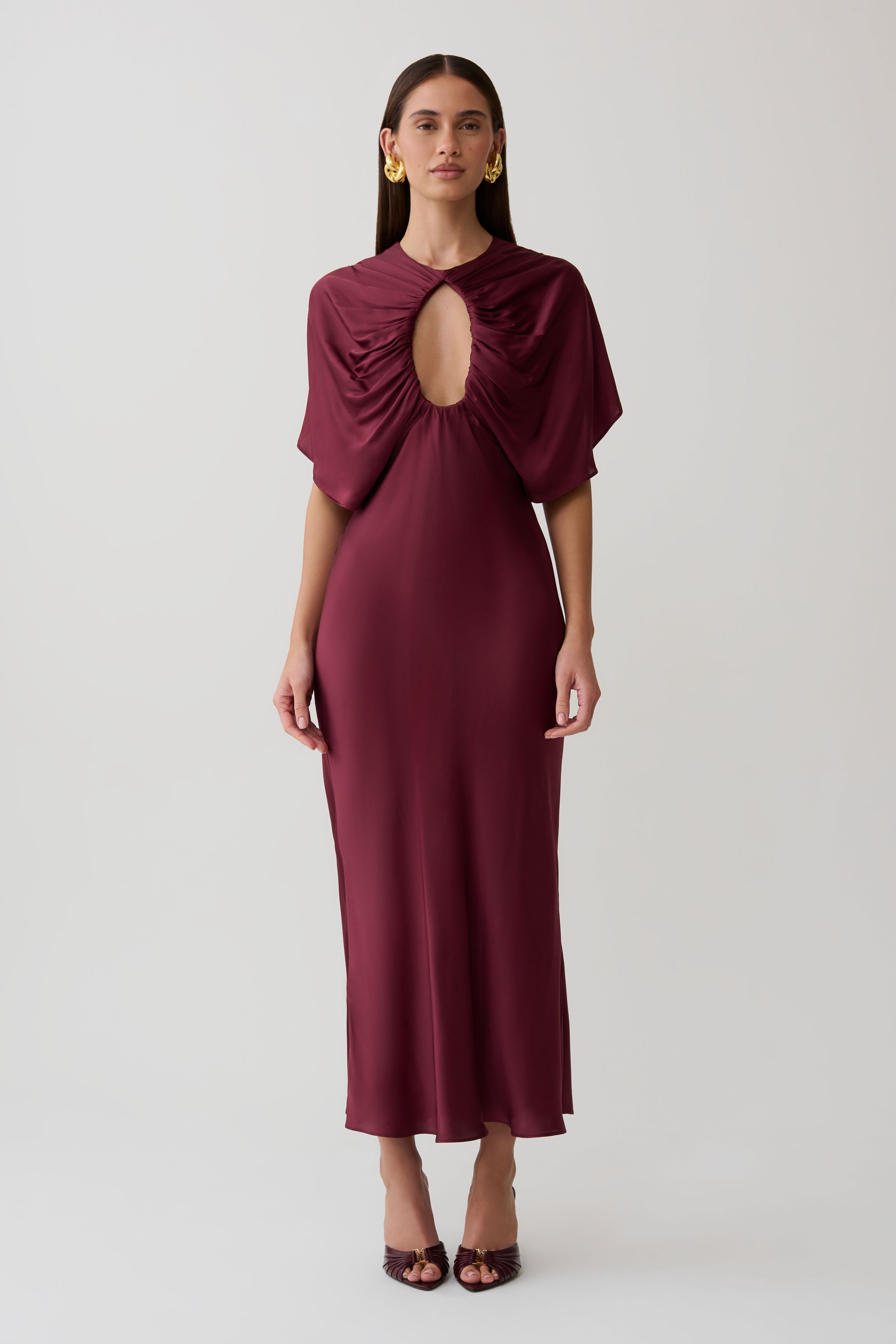 Mona Cut Out Satin Midi Dress
