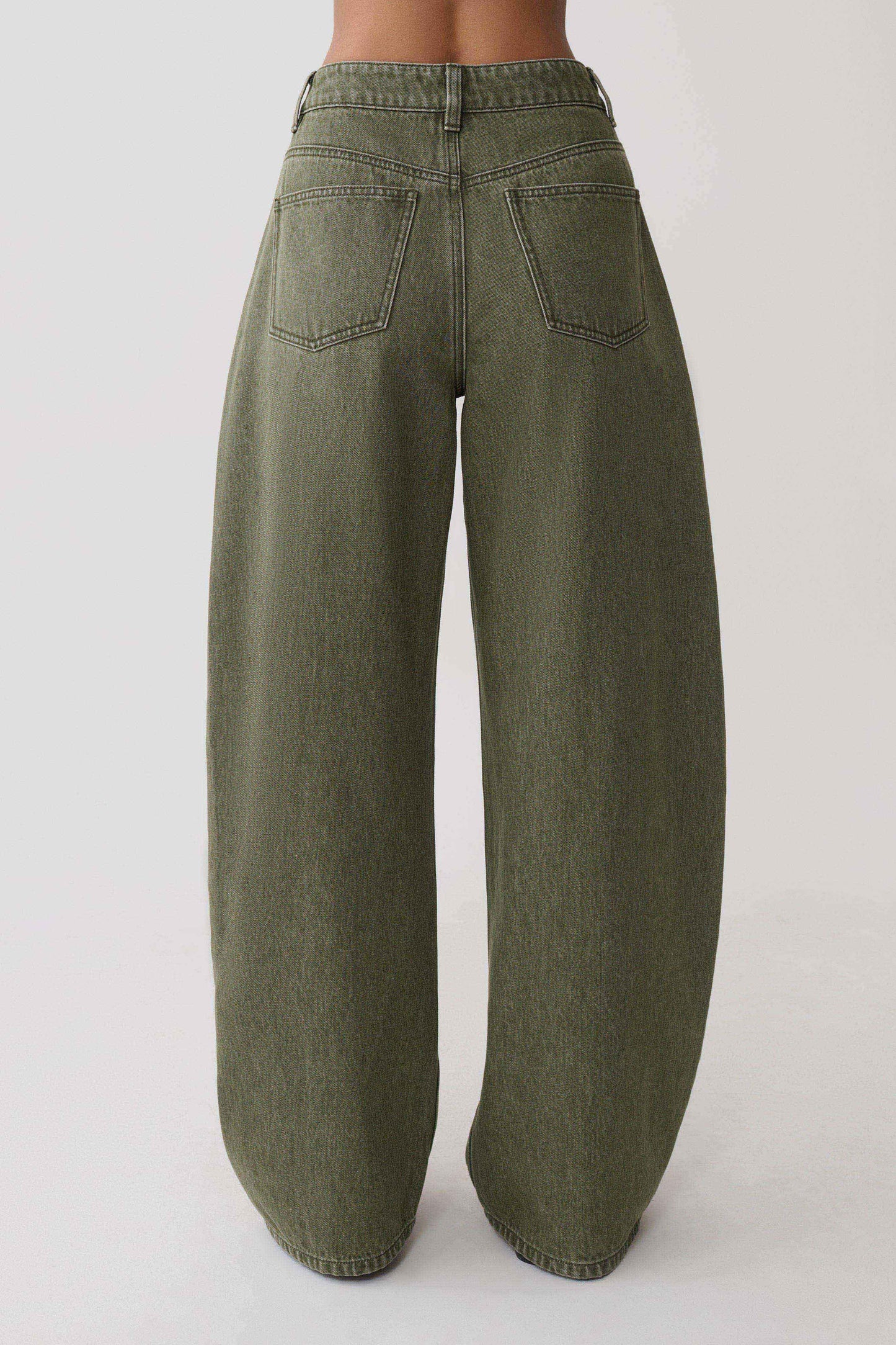 Stephanie Barrel Denim Jeans - Washed Khaki