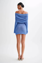 Marisol Off Shoulder Boucle Mini Dress - Periwinkle