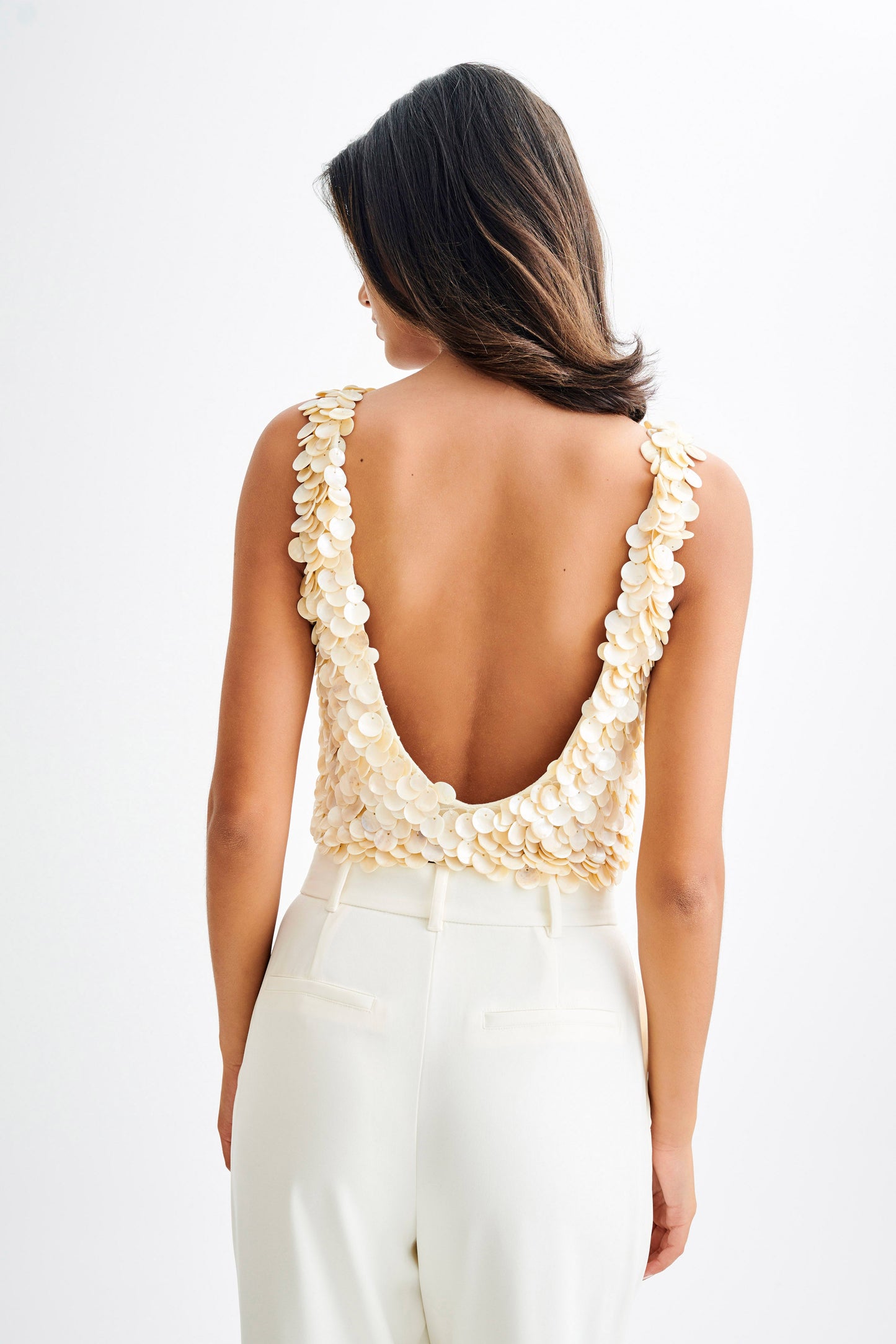 Willow Mother Of Pearl Halter Top - Pearl