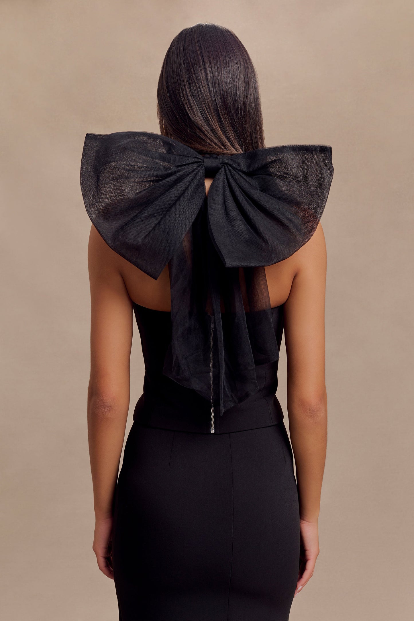 Maryam Tulle Bow Top - Black