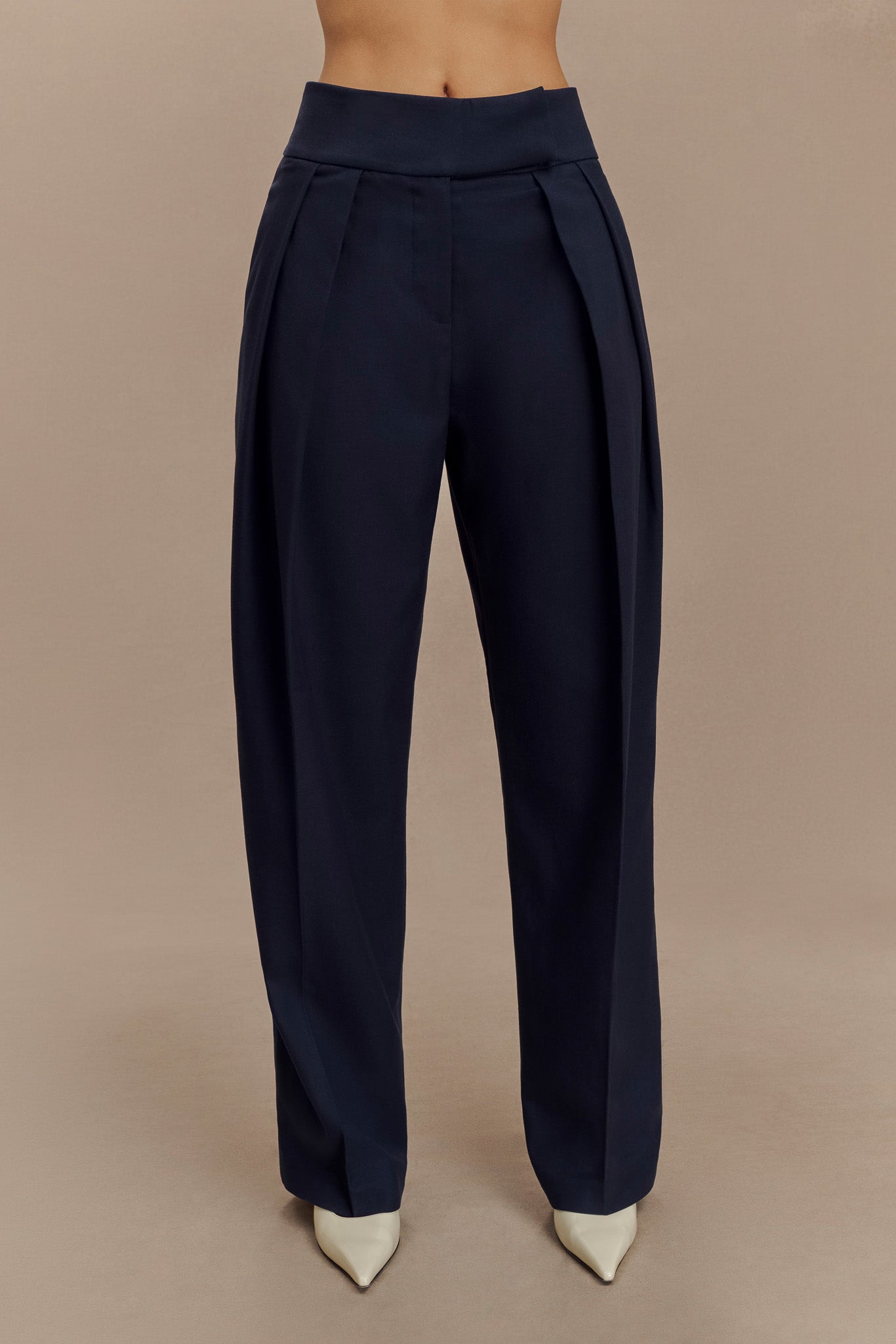 Penelope Pleated High Waisted Pants / Dark Navy | MESHKI | XL Penelope Pleated High Waisted Pants / Dark Navy | MESHKI | XL