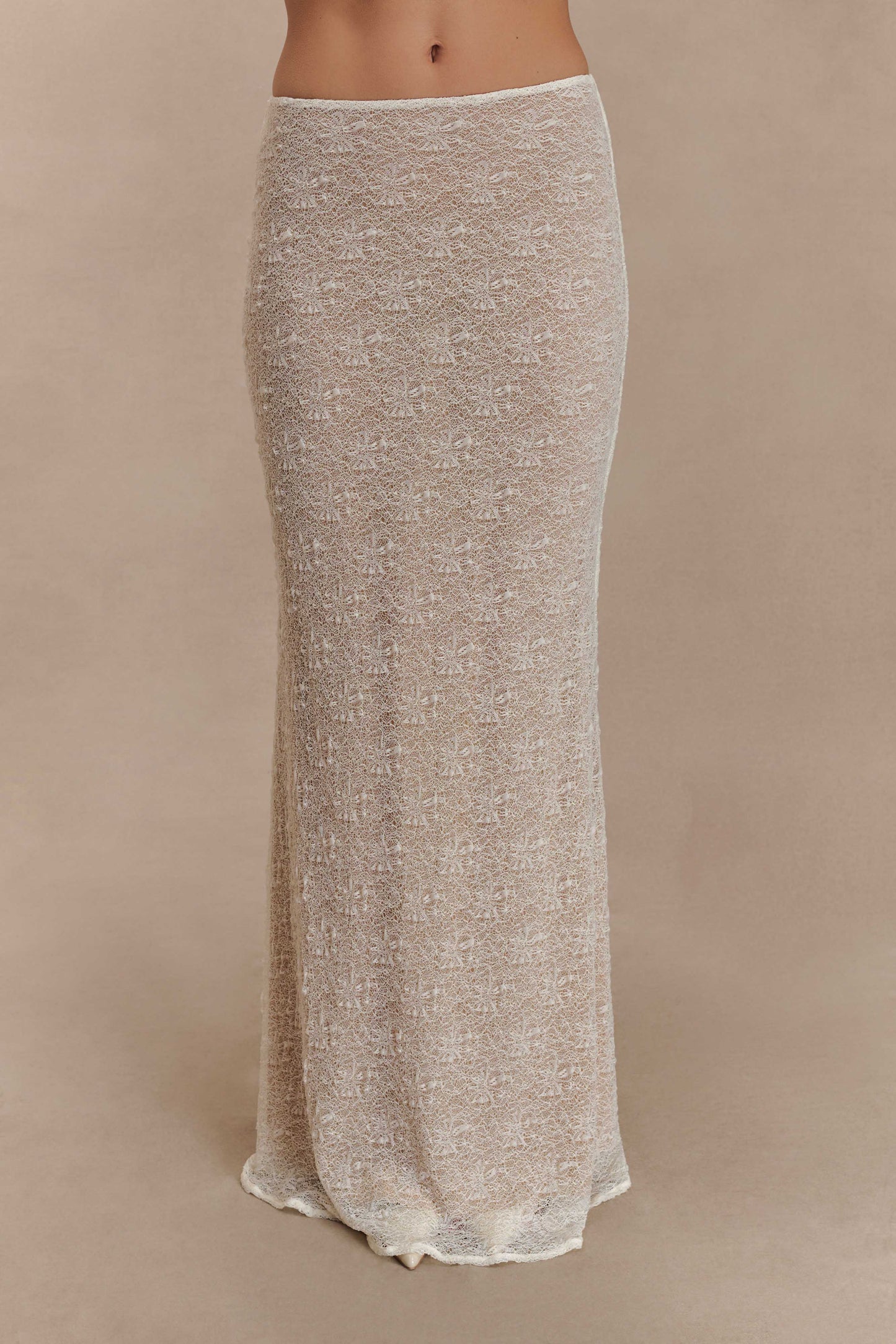 Robyn Sheer Lace Maxi Skirt - Ivory