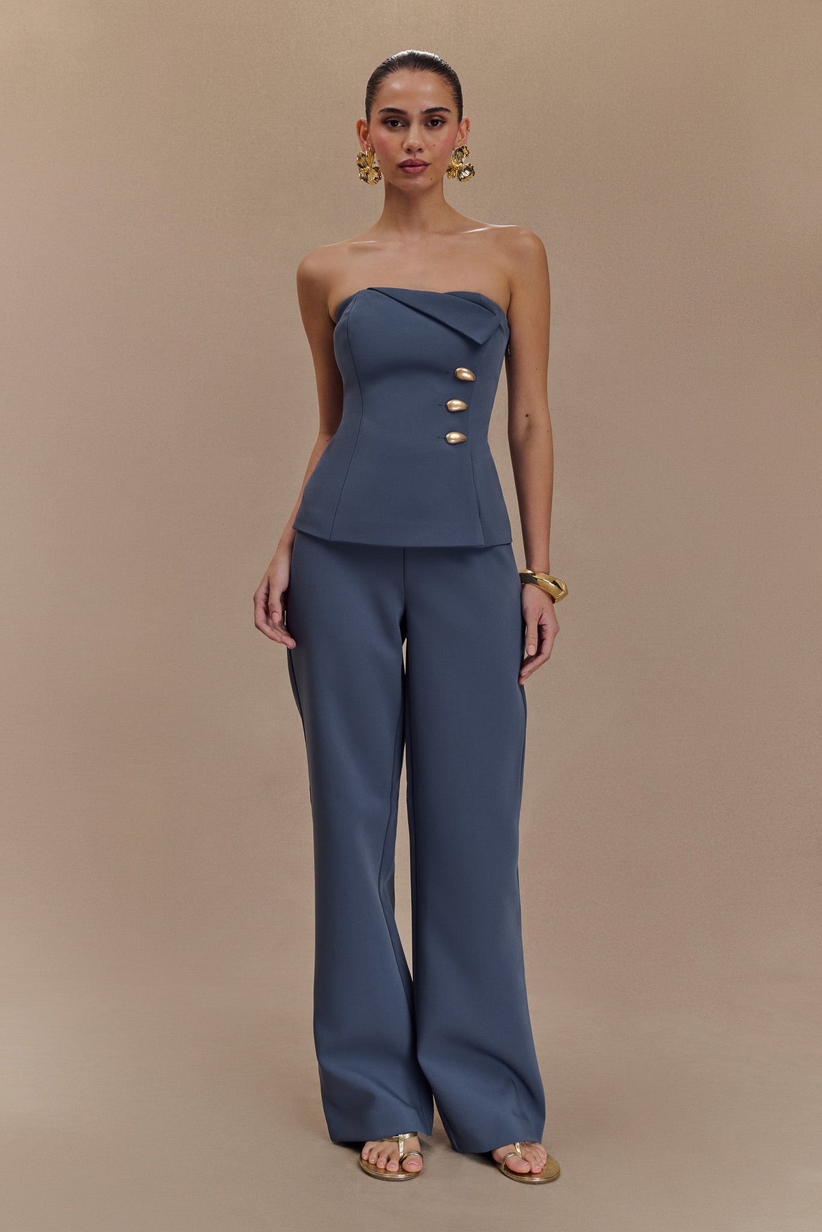 Lindie Straight Leg Suiting Pants - Steel