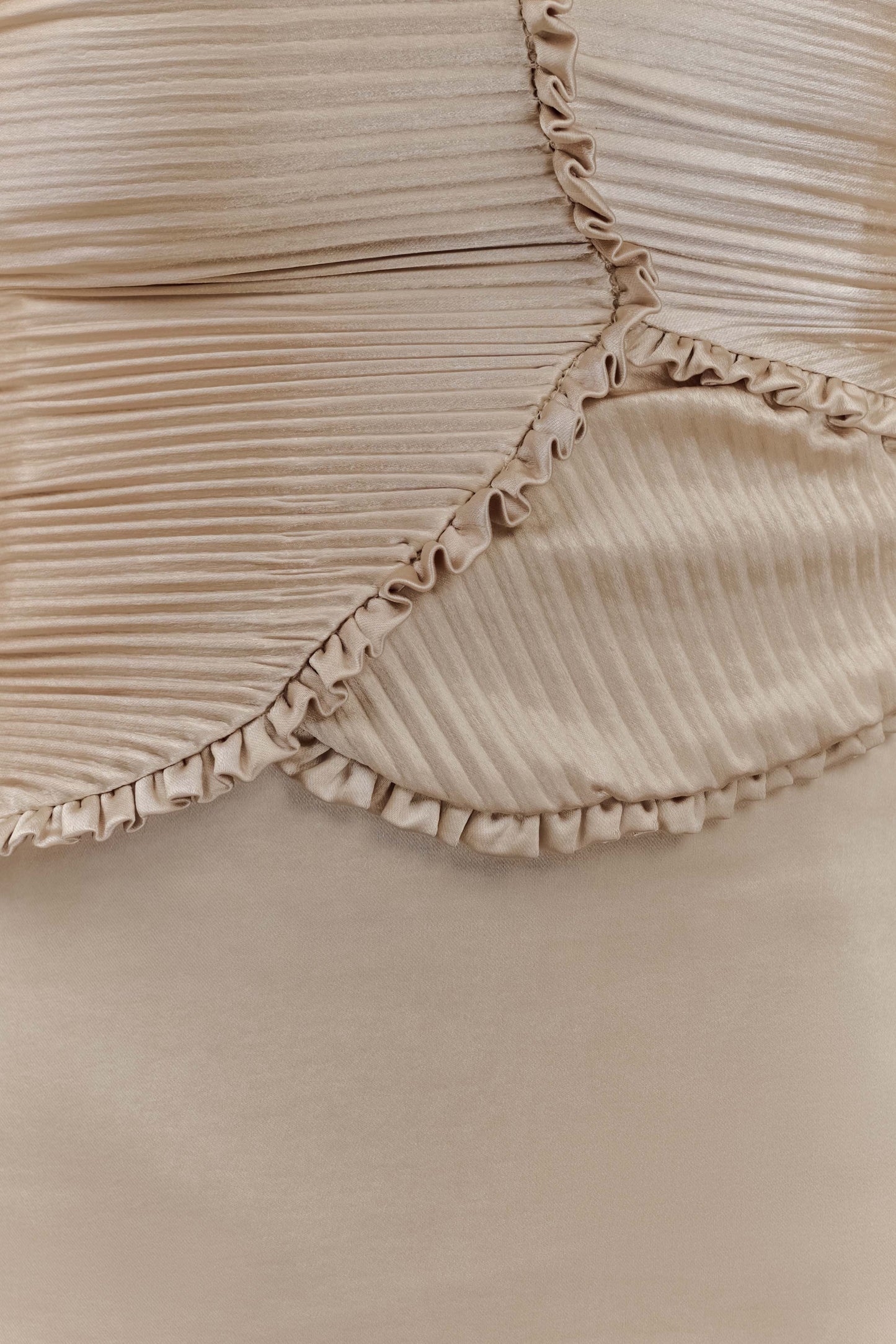 Larissa Satin Maxi Dress With Ruched Petals - Blush Gold