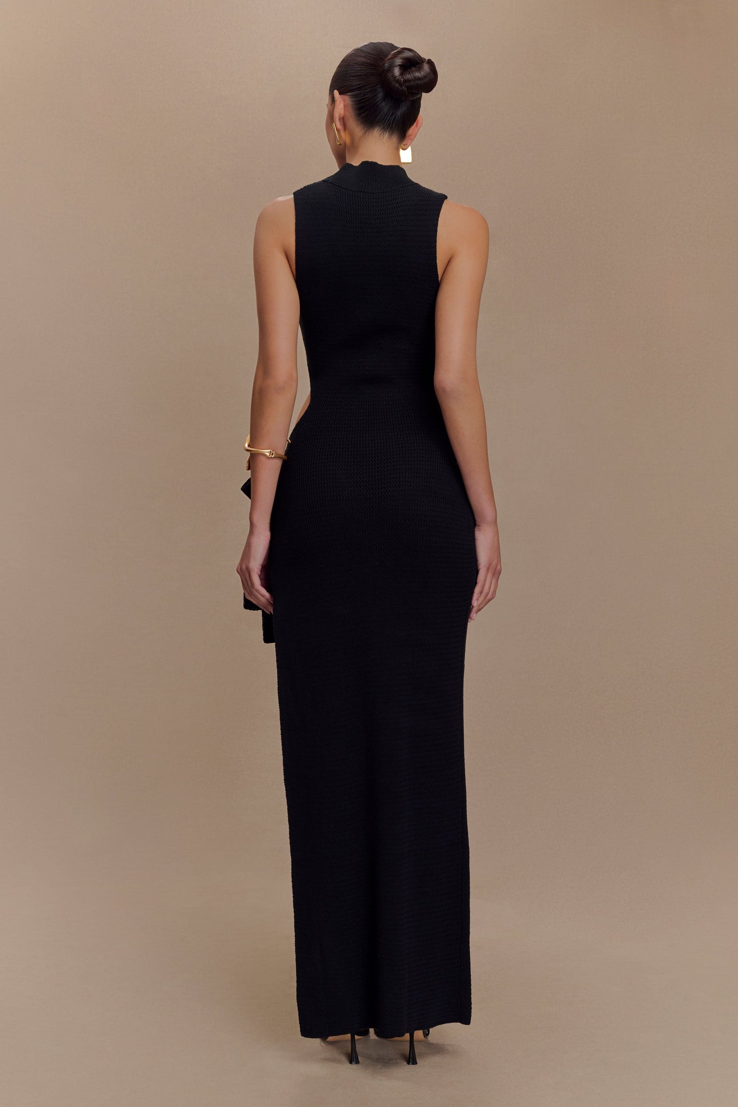 Stephanie Cut Out Knit Maxi Dress - Black
