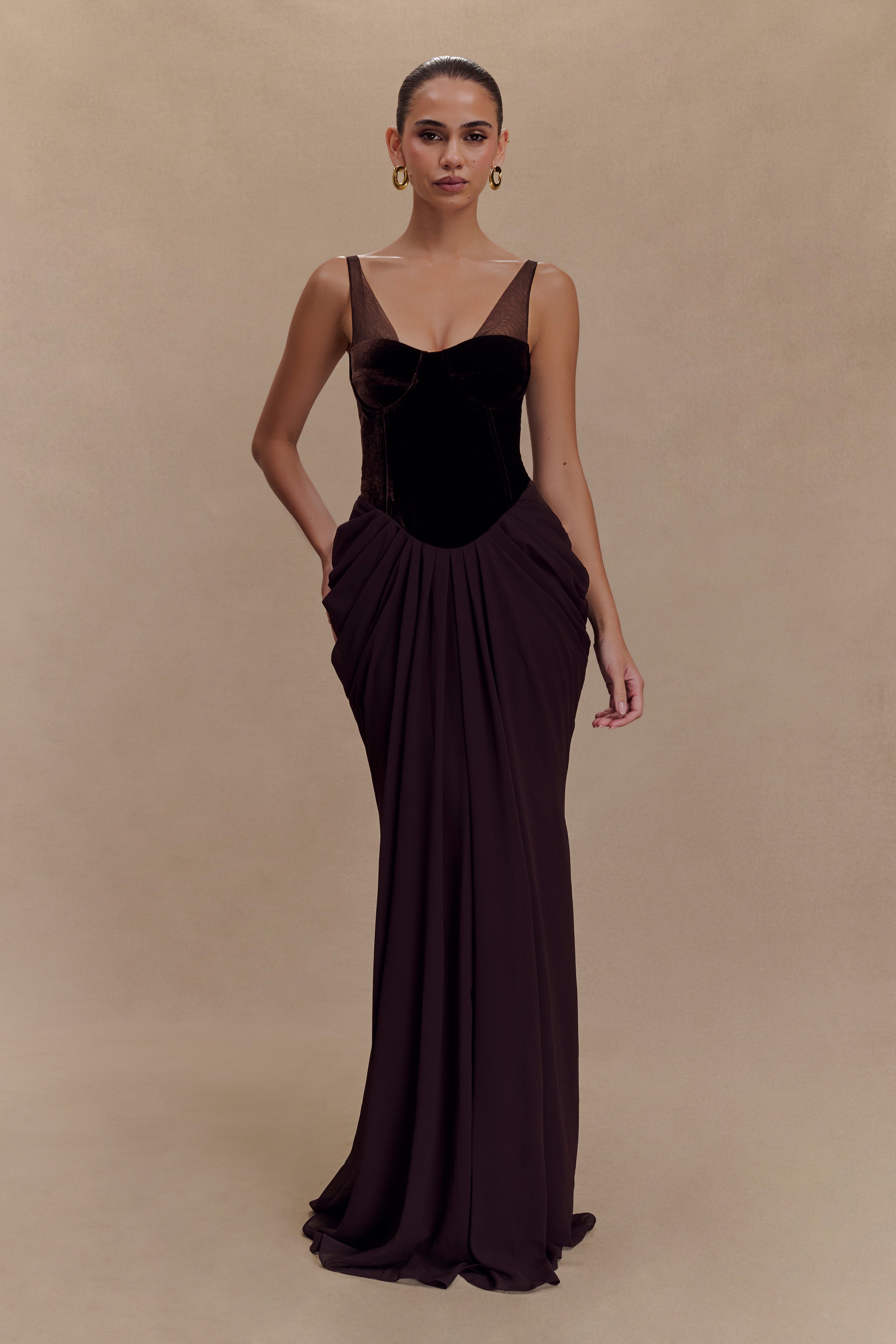 Roxanne Velvet Corset Maxi Dress