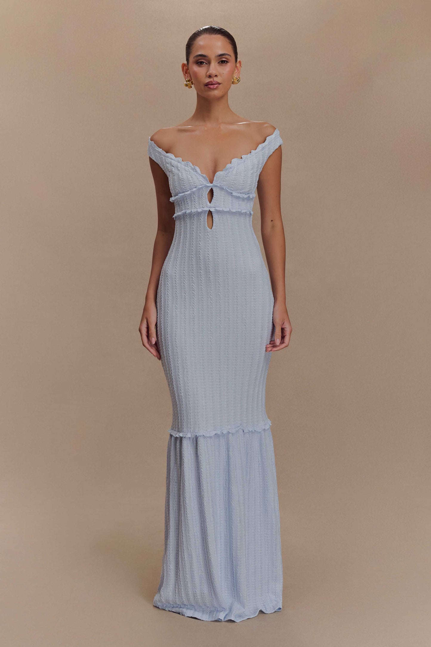 Natalie Off Shoulder Maxi Dress - Sky Blue