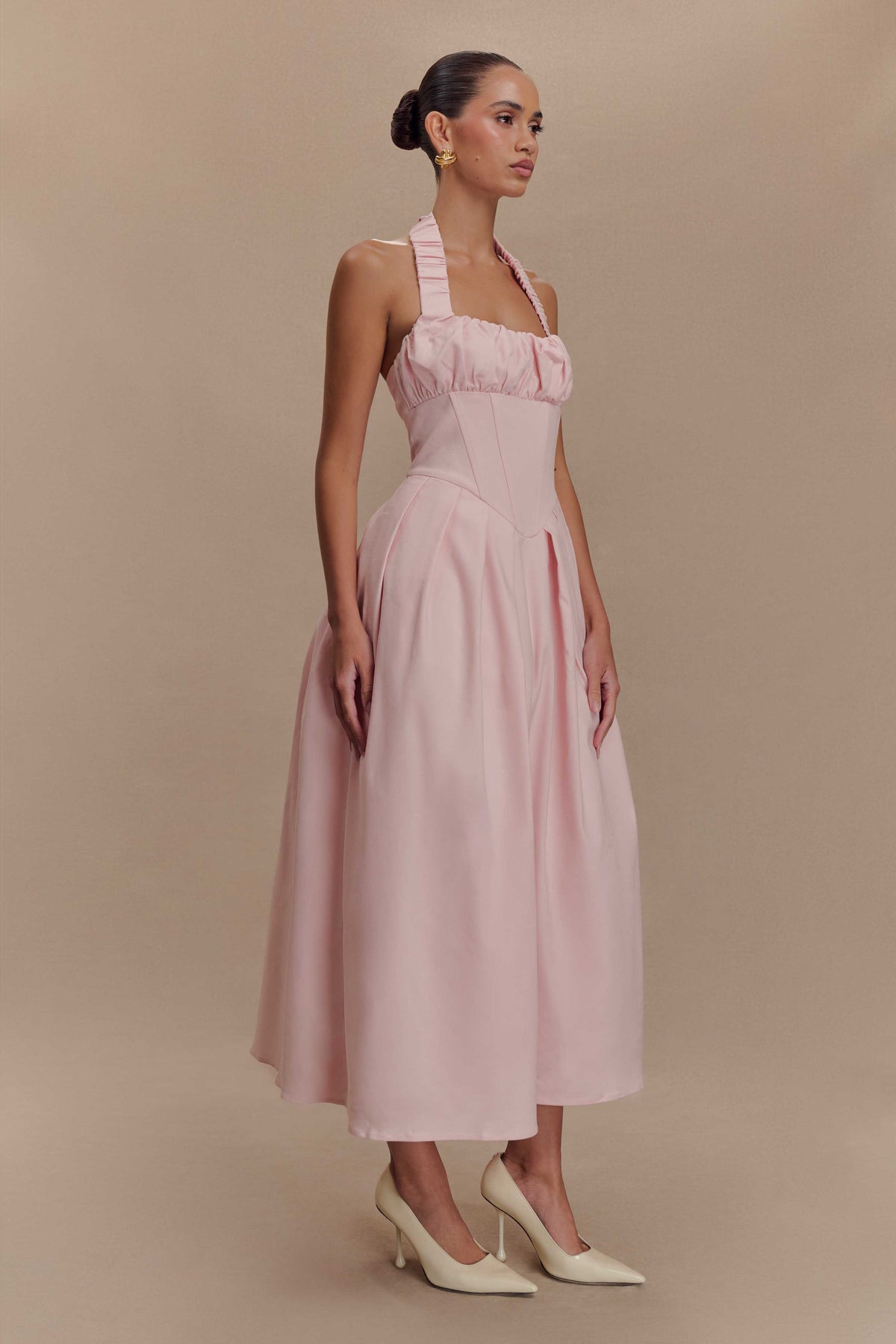 Candy Halter Midi Dress - Ballet Pink