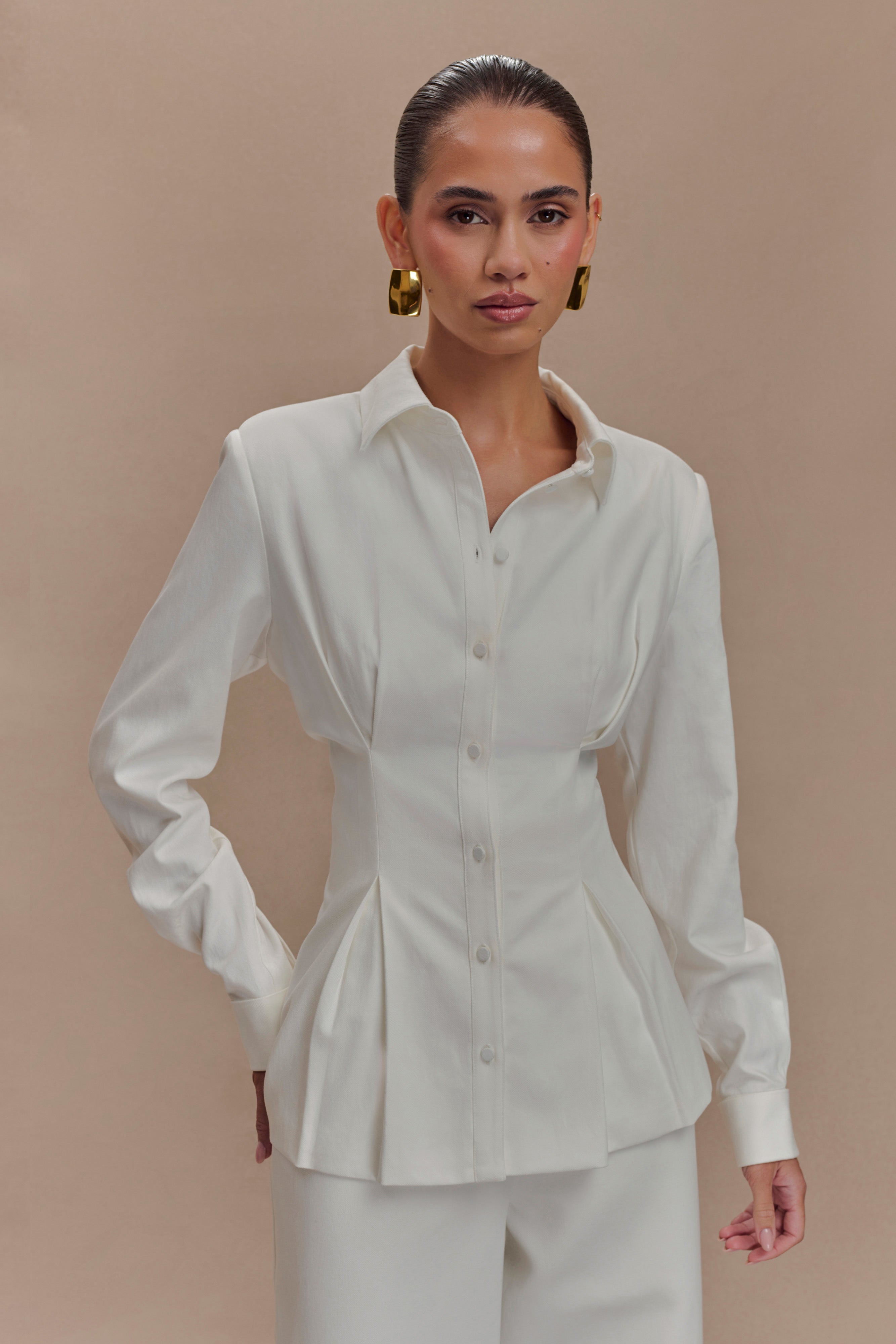 Rhia Oversized Shirt - White | MESHKI US