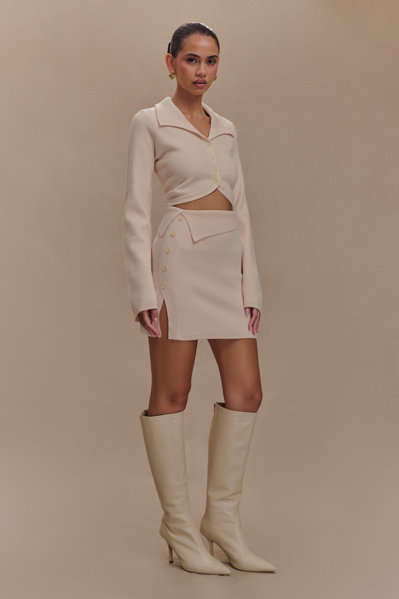 Annabelle Knit Mini Skirt - Cream