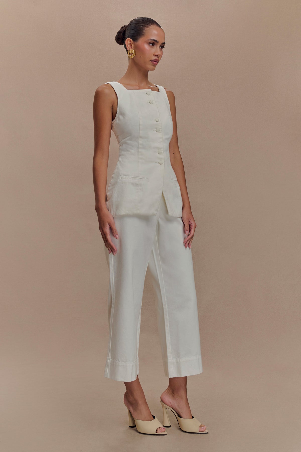 Kaitlyn Cropped Wide Leg Jeans - White