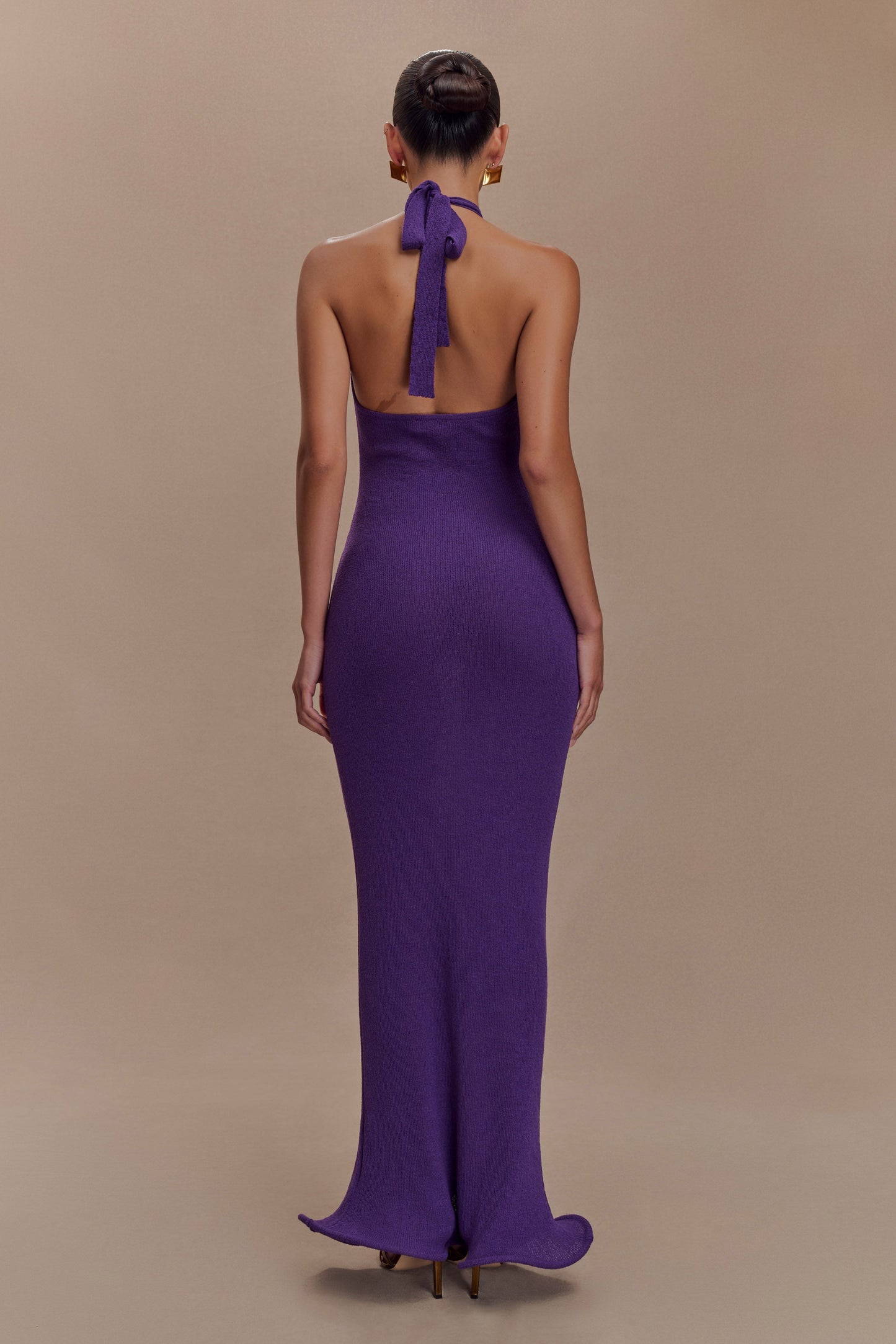 Melodie Halter Knit Maxi Dress - Purple