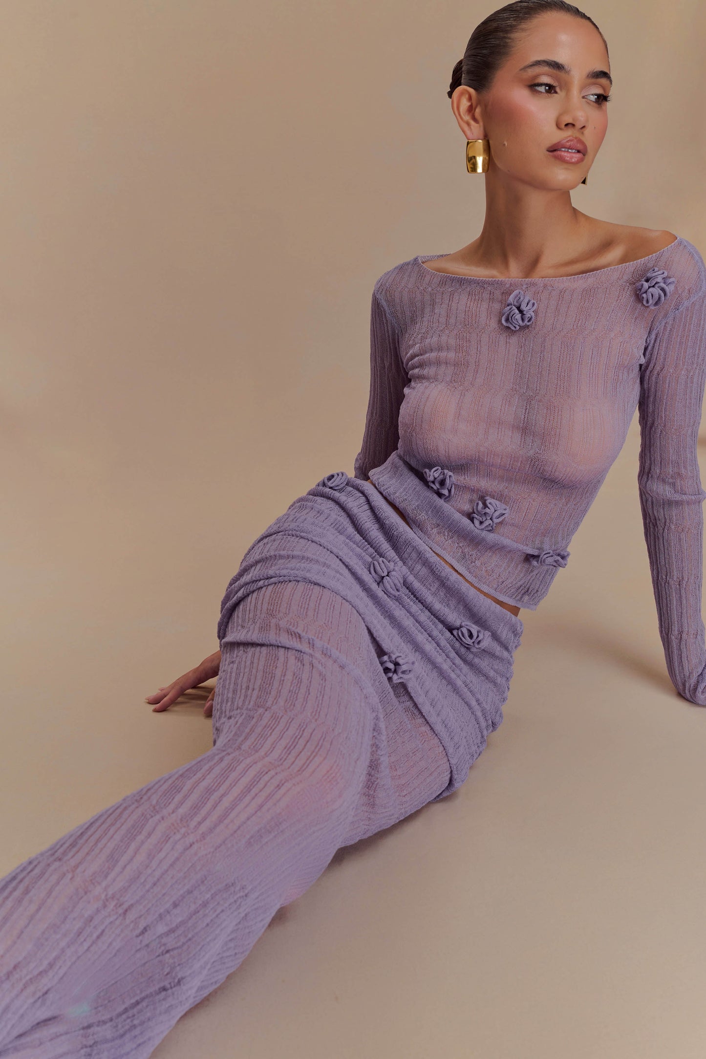 Orianna Orchid Knit Maxi Skirt - Orchid