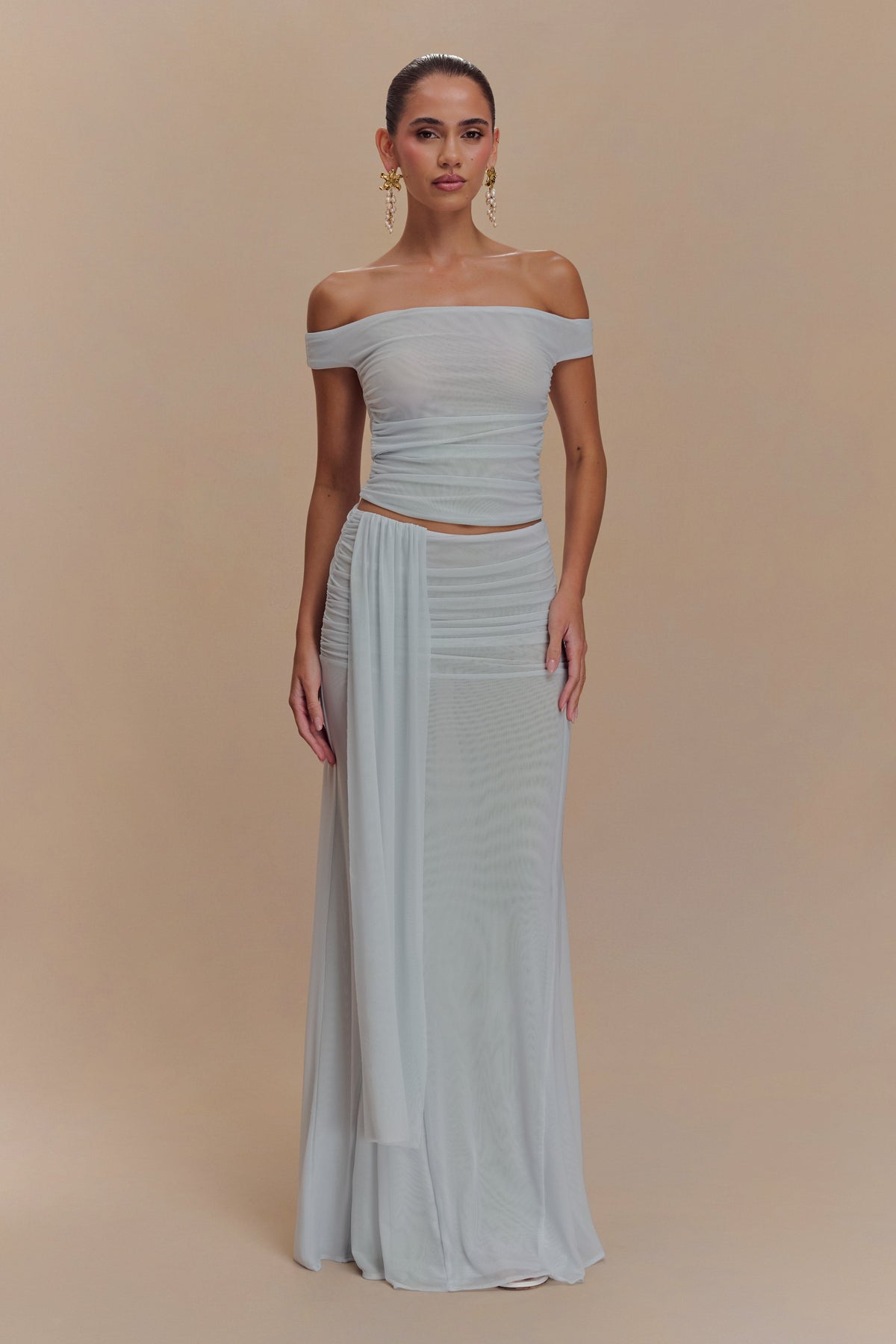 Brooklyn Mesh Crop Top - Pale Blue