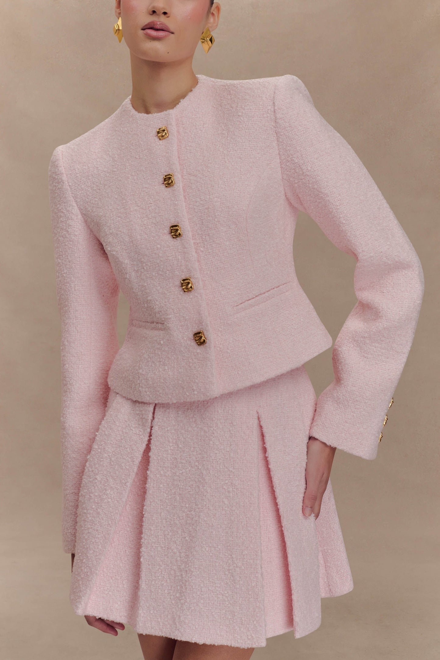 Cleo Boucle Jacket - Powder Pink