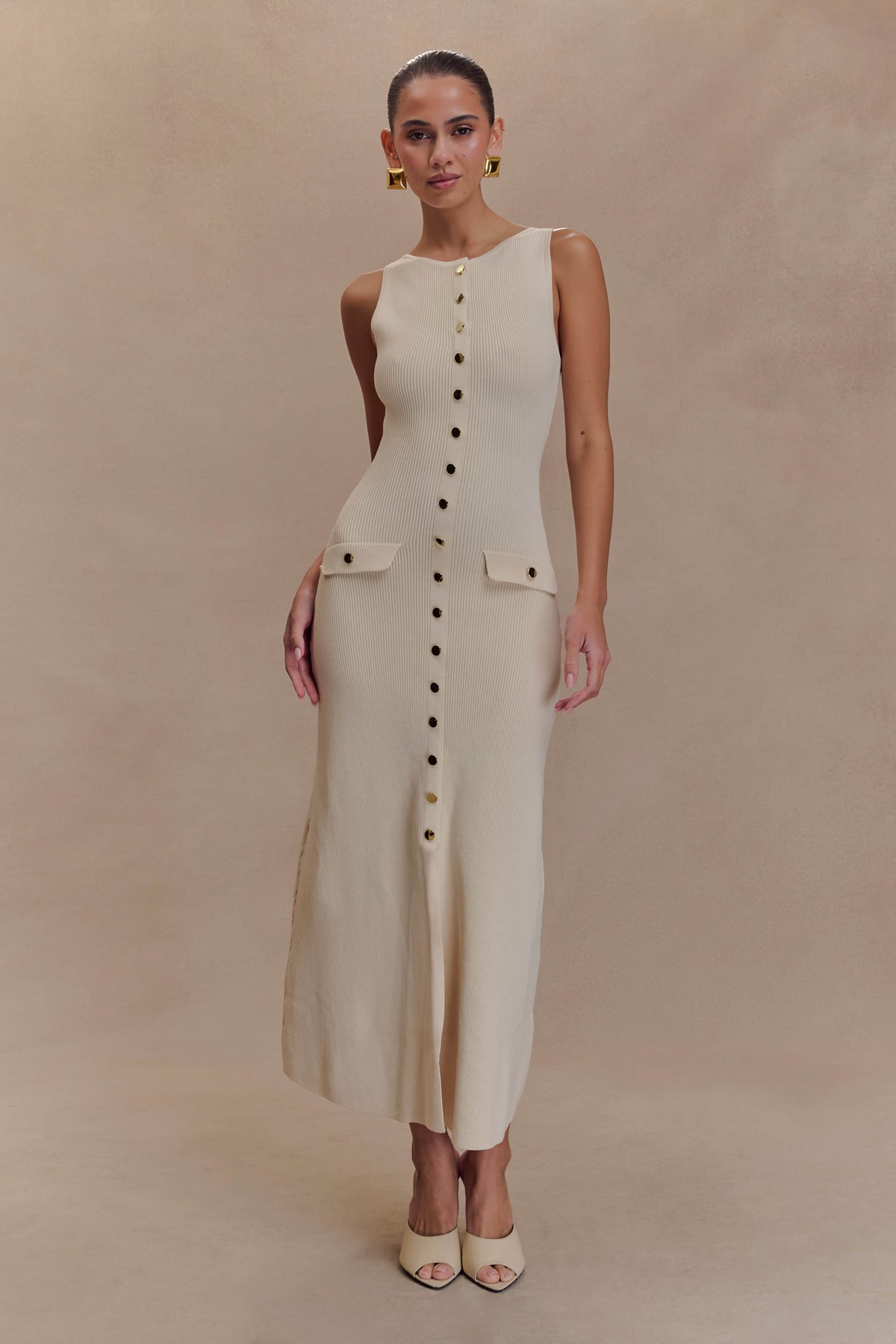 Sawyer Sleeveless Buttoned Maxi Dress - Ivory