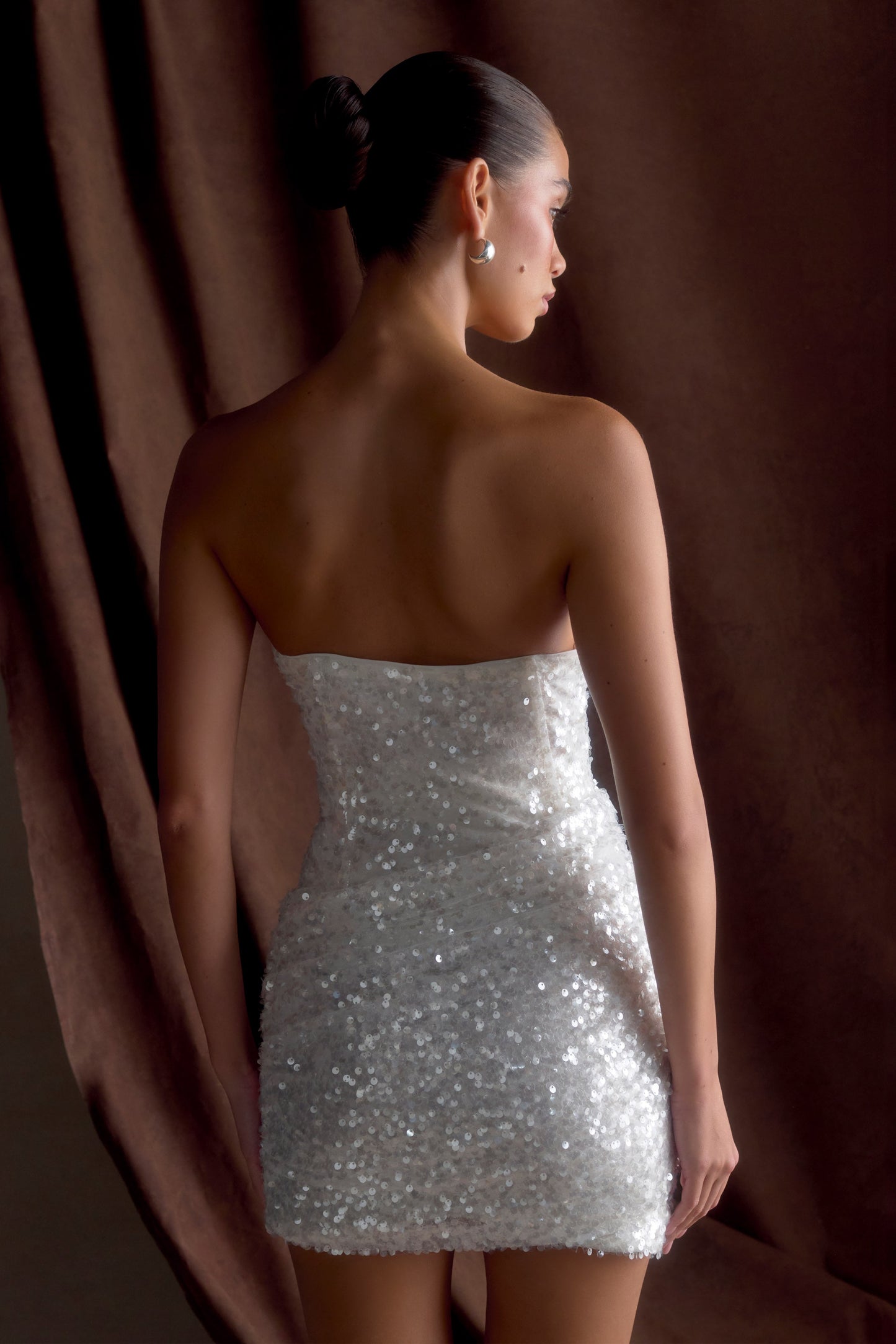 Nala Strapless Sequin Mini Dress - White