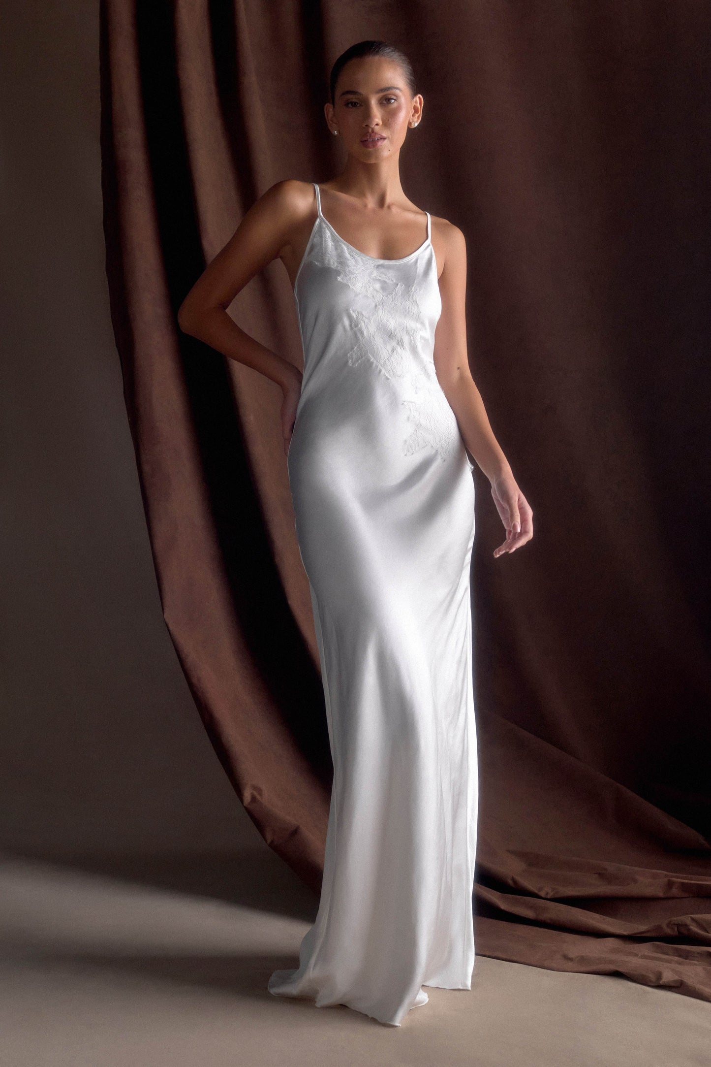 Saylor Satin Slip Maxi Dress - Ivory