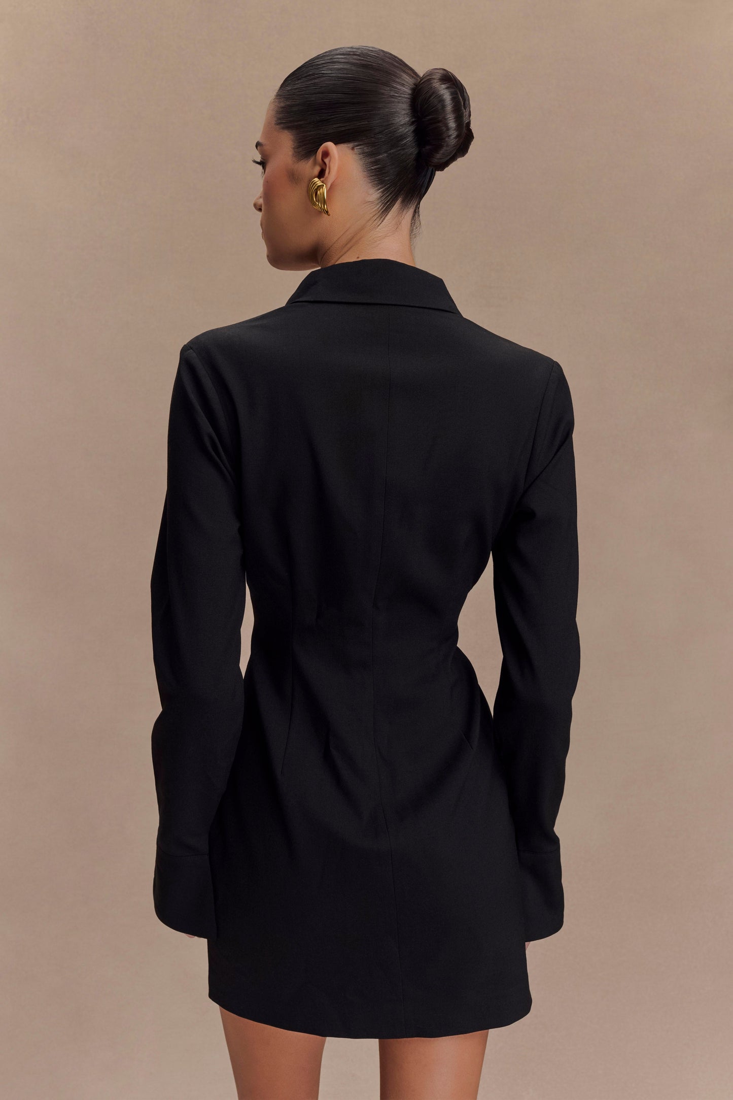 Dorian Fitted Shirt Mini Dress - Black