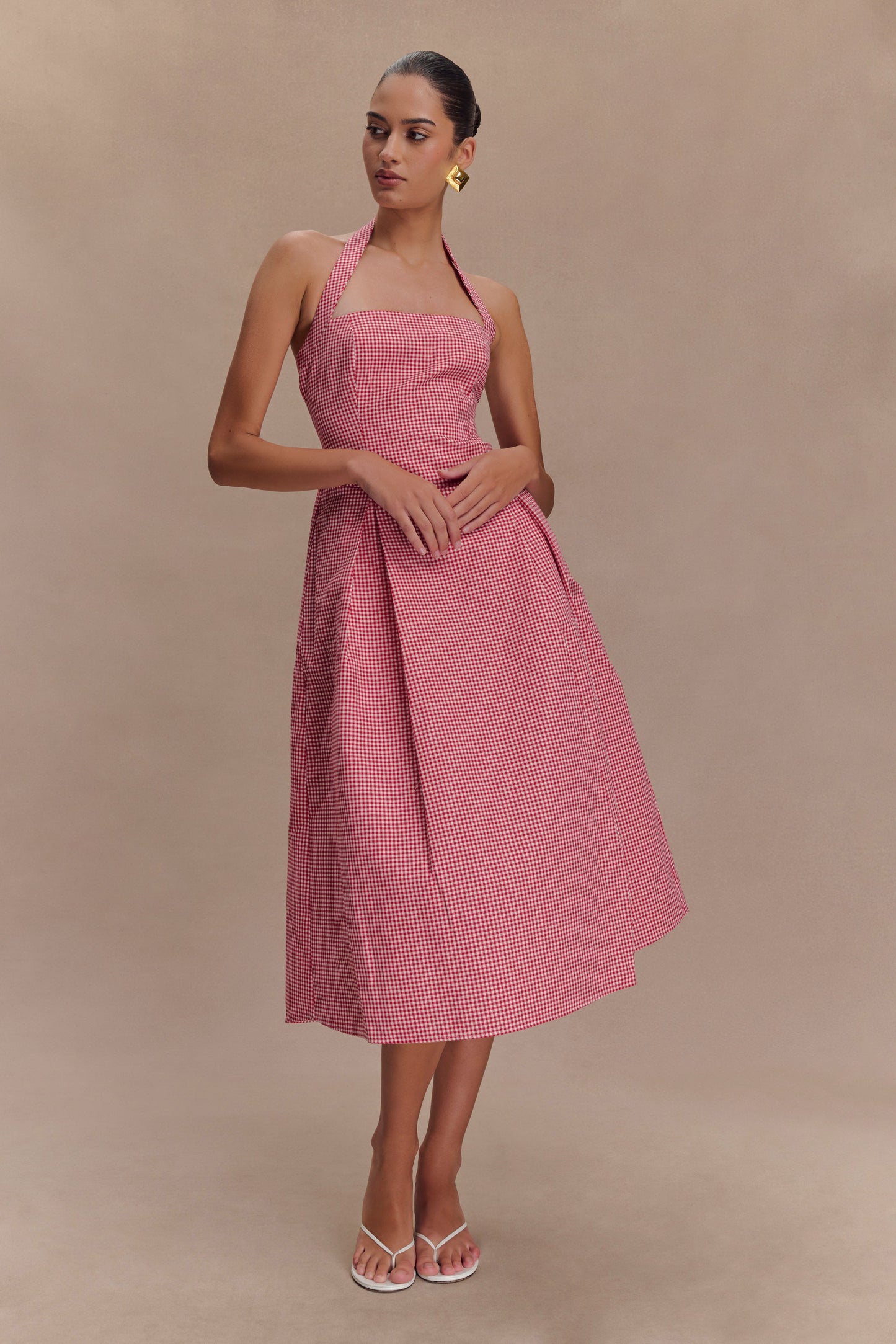 Juana Halter Midi Dress - Red Gingham