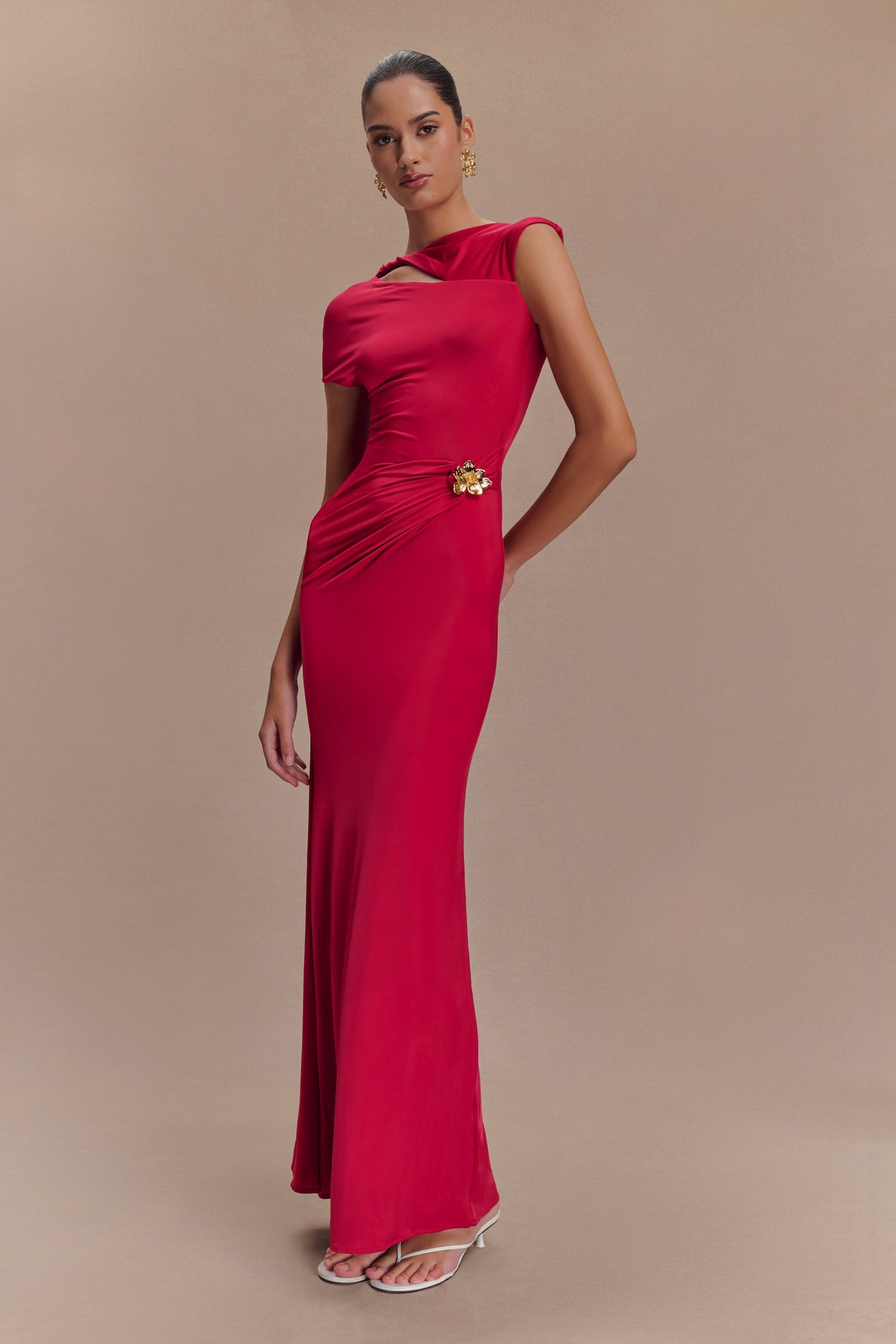 Kaida Slinky Maxi Dress With Hardware - Fuchsia Pink