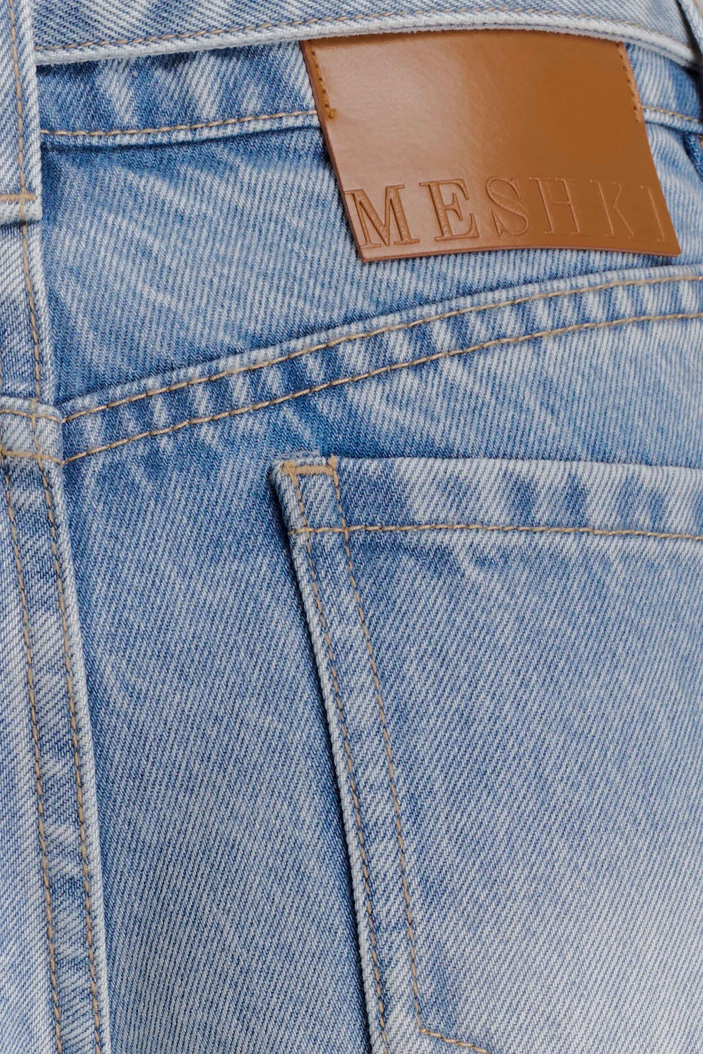 Perrie Mid Rise Straight Leg Tie Jeans - Washed Light Blue