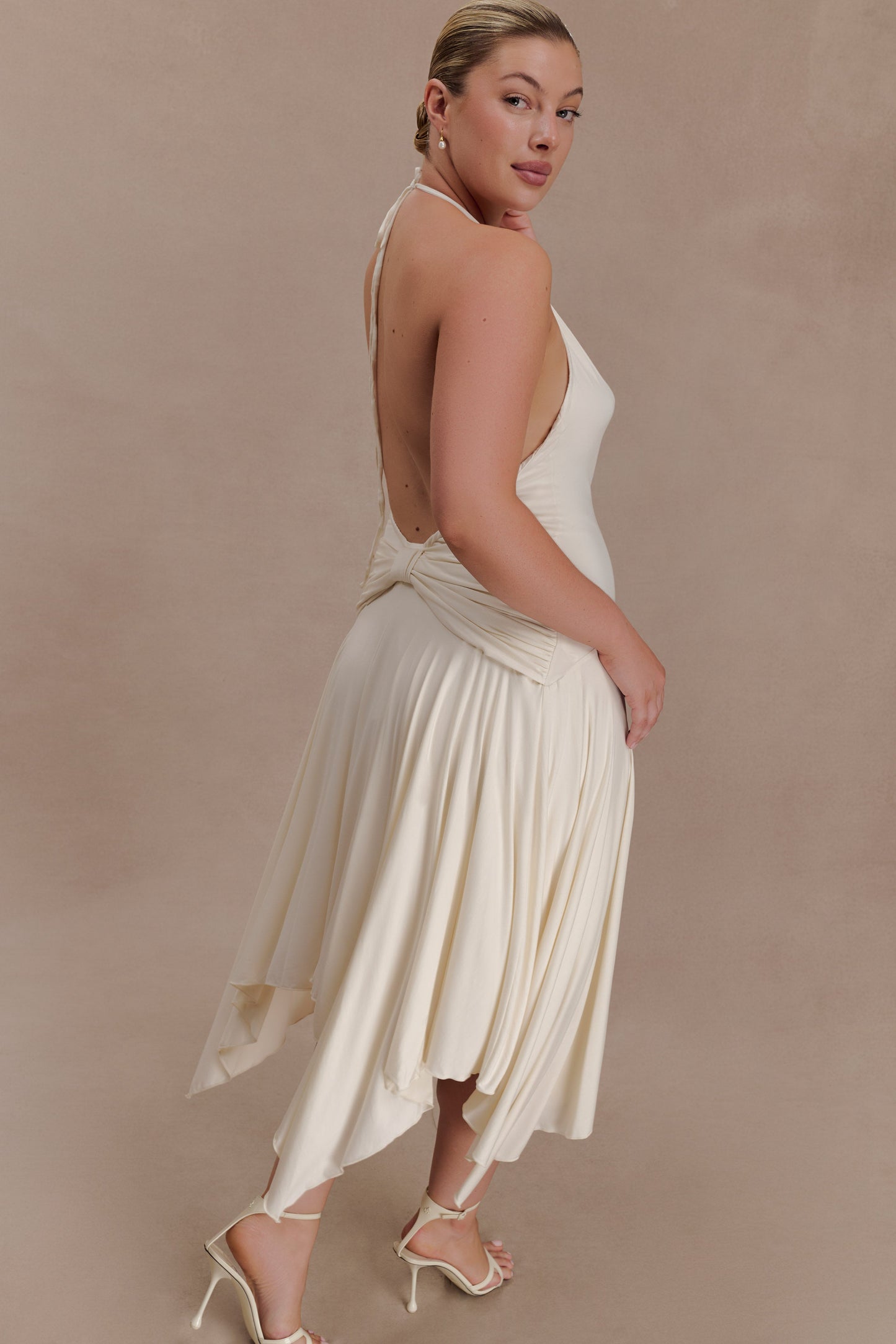 Sylvie Modal Hankie Midi Dress - Ivory
