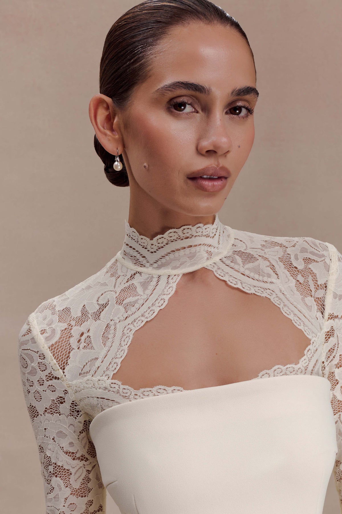 Aurelie Long Sleeve Lace Maxi Dress - Ivory