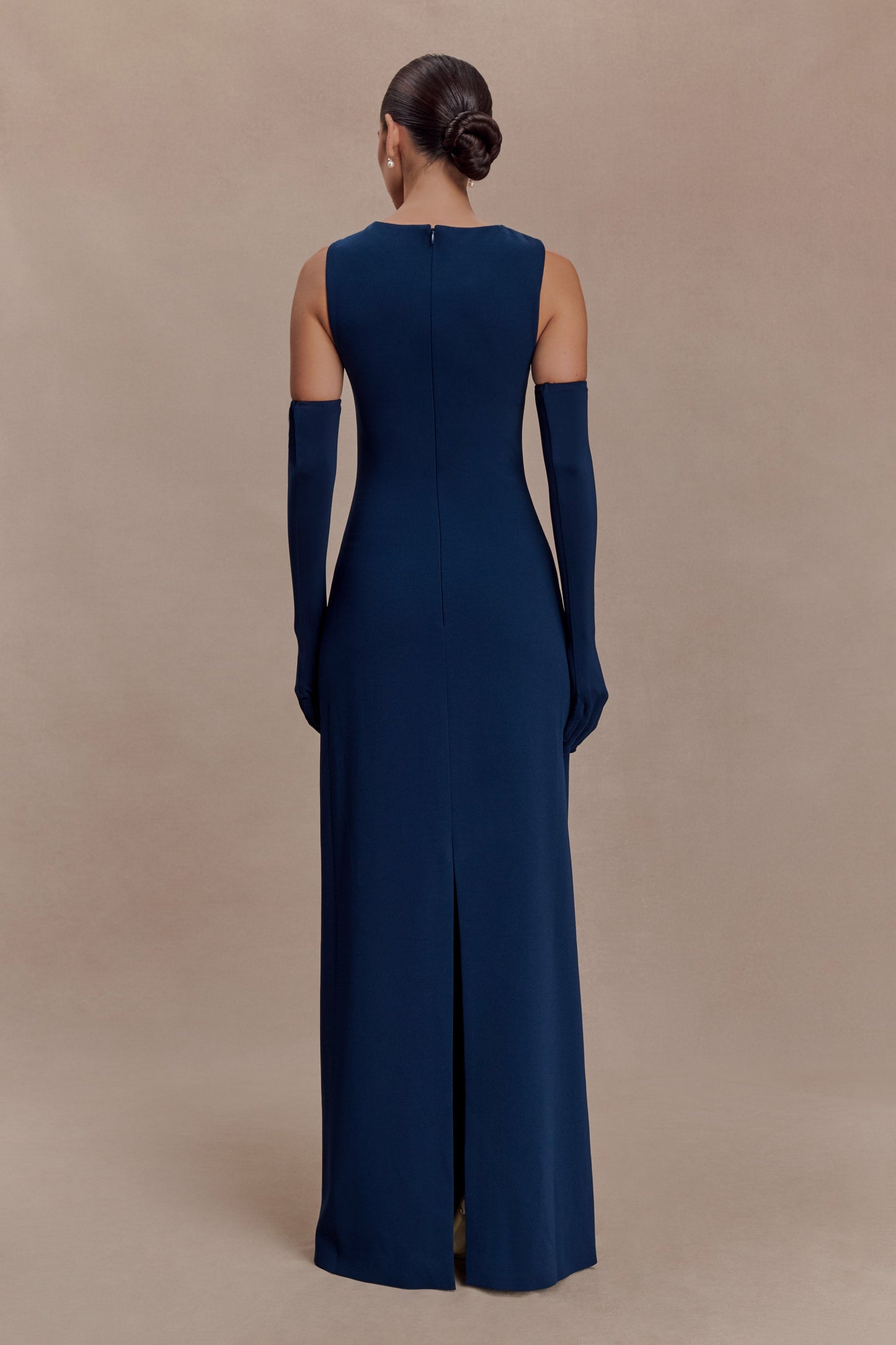 Rhea Detachable Cape Jersey Maxi Dress - Navy