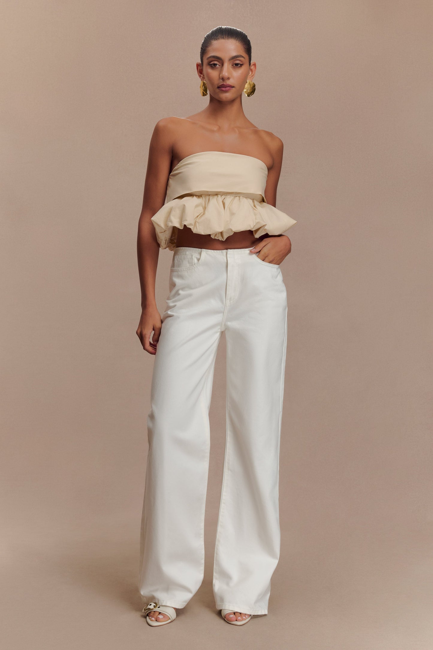 Caitlin Mid Rise Denim Jeans - White