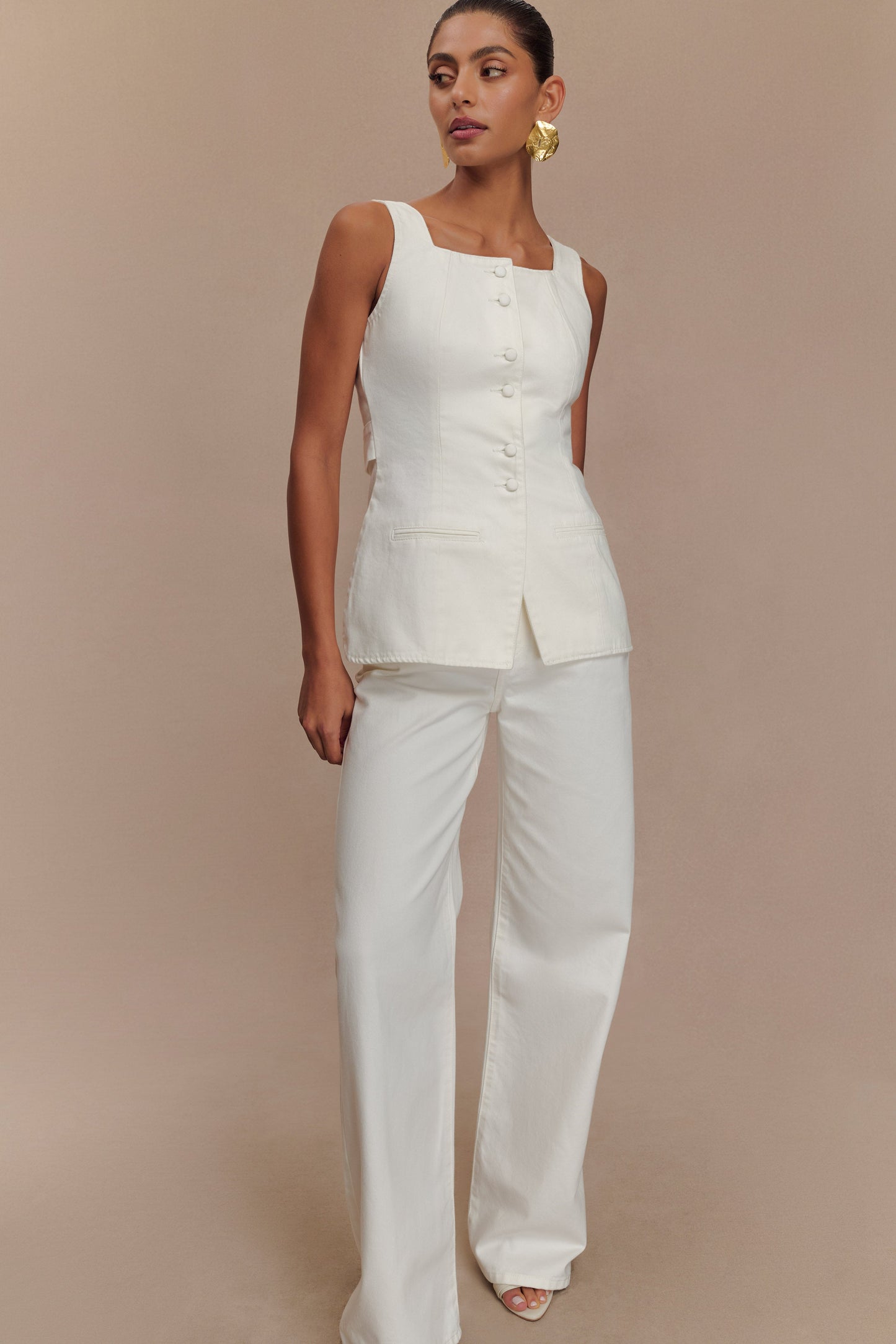 Caitlin Mid Rise Denim Jeans - White