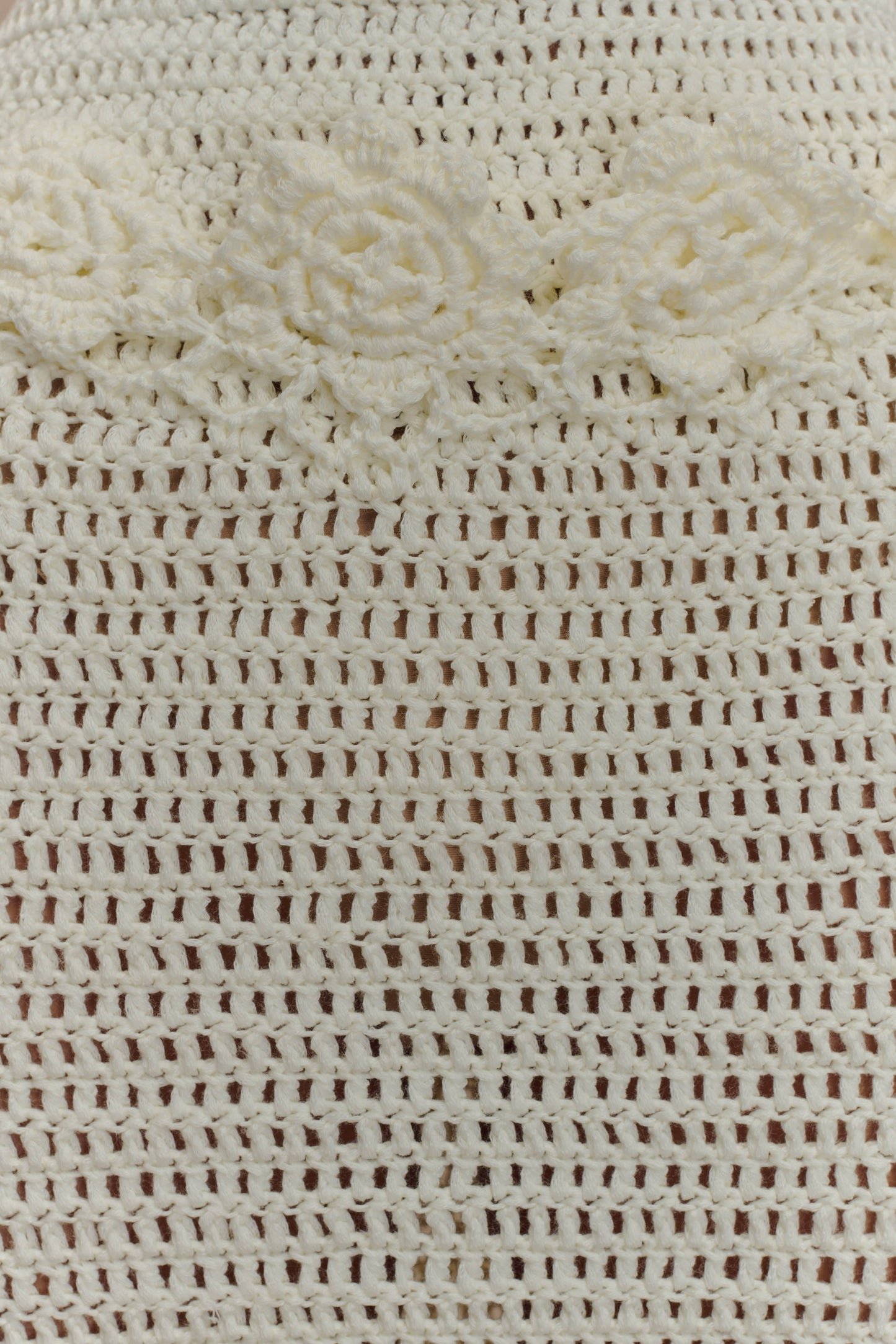 Teagan Floral Hand Crochet Midi Dress - Ivory